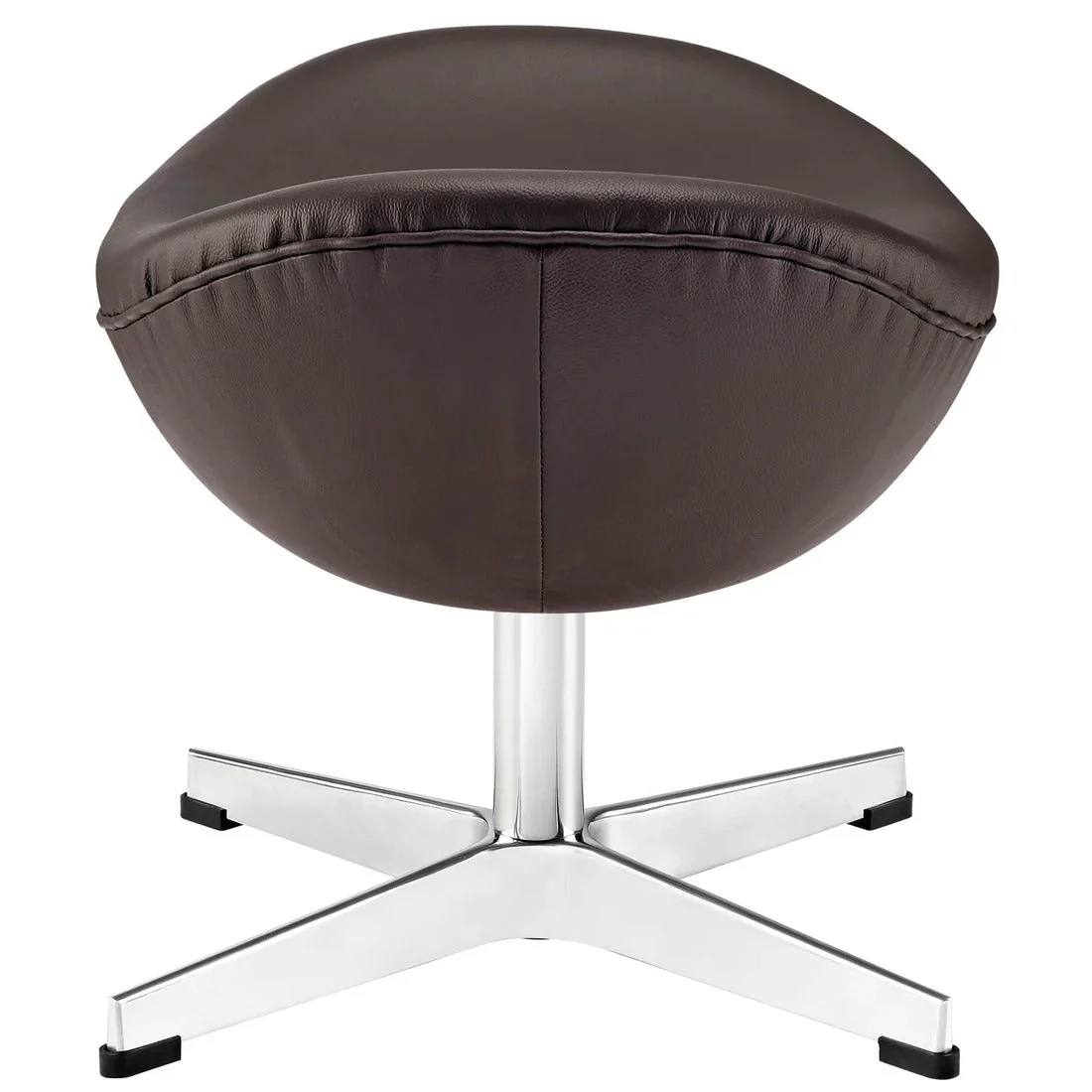 Modern Leather Ottoman with Aluminum Base – Sculptural 22 Inch - Image 6