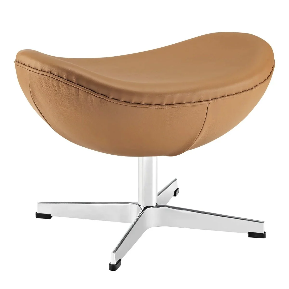 Modern Leather Ottoman with Aluminum Base – Sculptural 22 Inch - Image 9