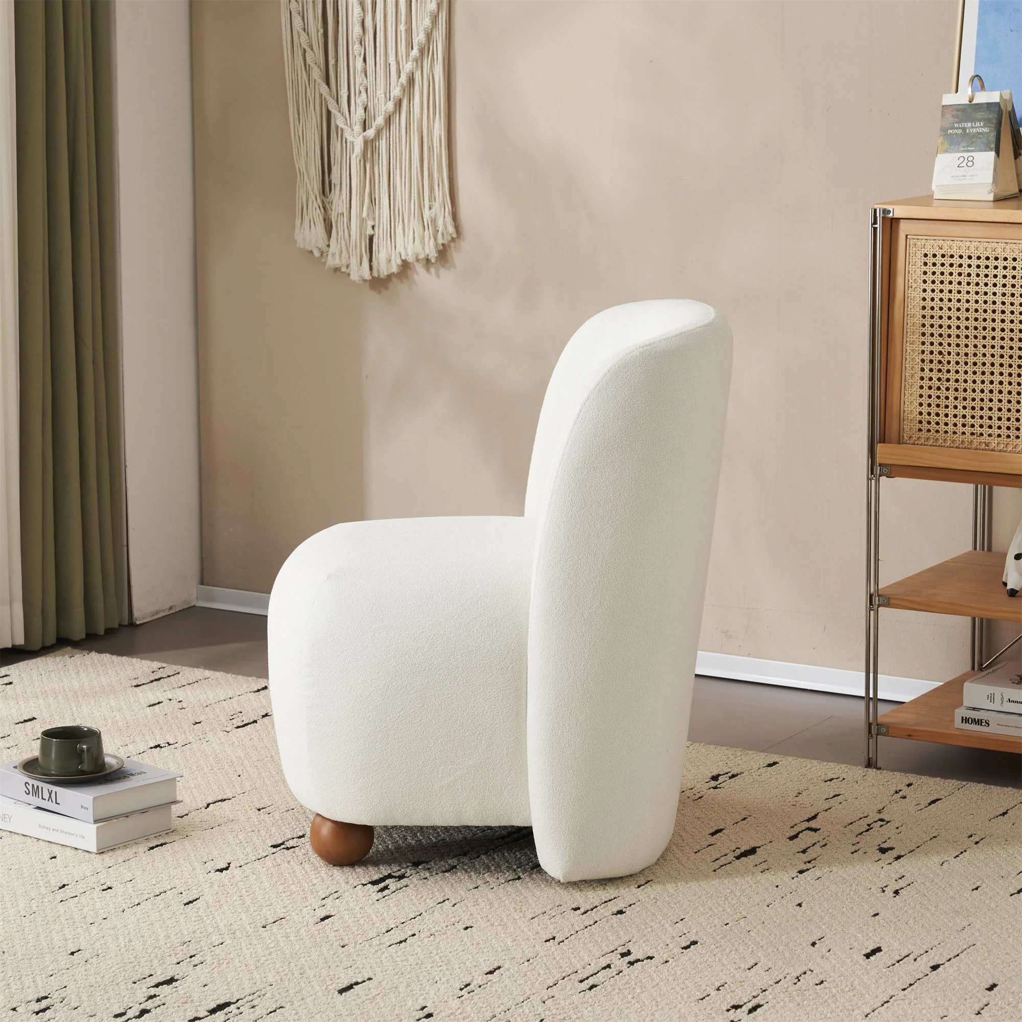 Modern Low Back Accent Upholstered Armless Living Room Chairs, Round Feet - Image 8