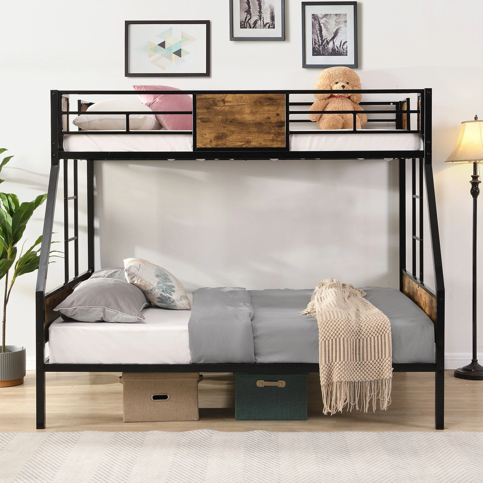 Modern Metal Bunk Bed With Dual Side Ladder And Metal Desig - Image 10