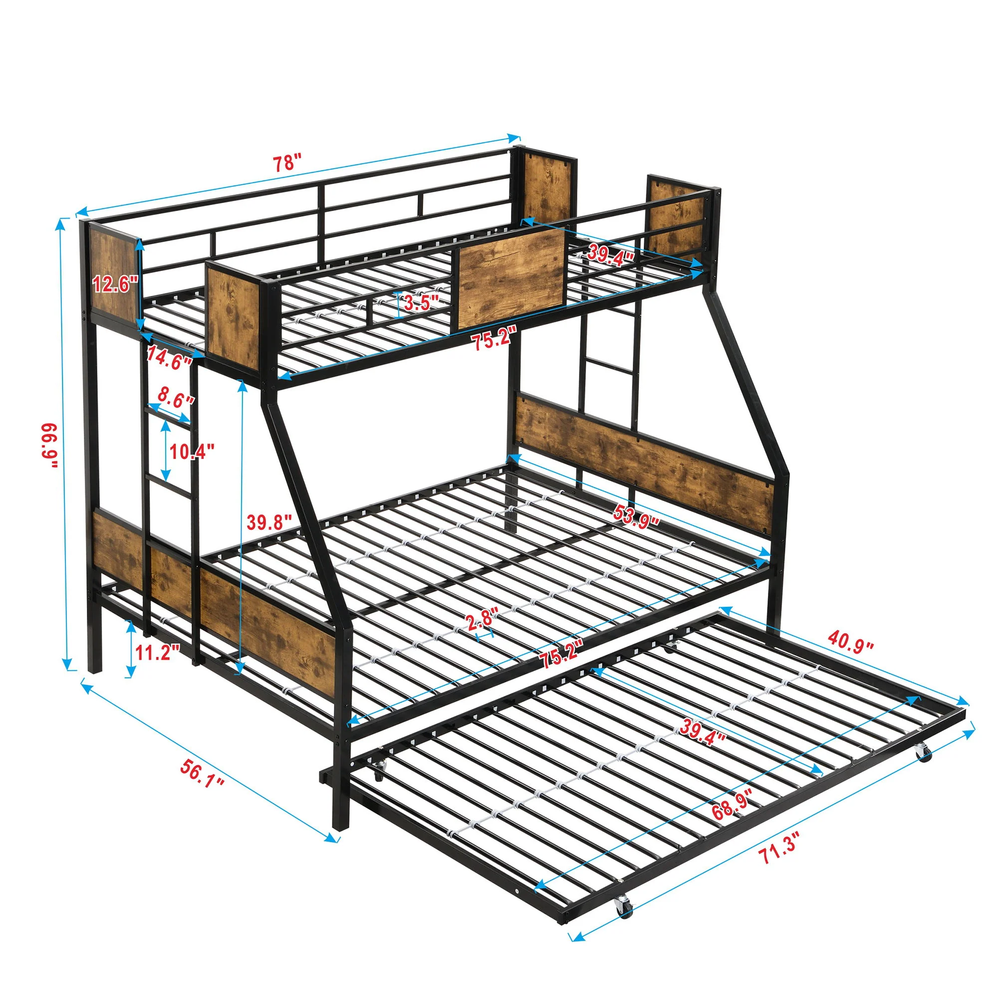 Modern Metal Bunk Bed With Dual Side Ladder And Metal Desig - Image 3