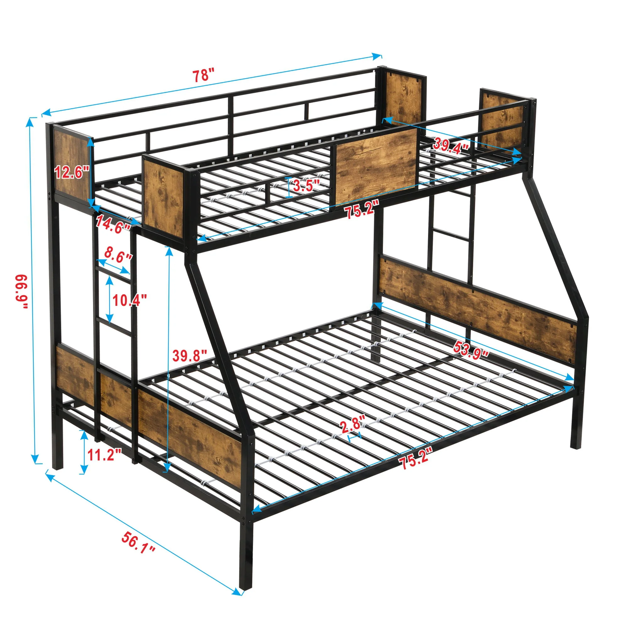 Modern Metal Bunk Bed With Dual Side Ladder And Metal Desig - Image 6