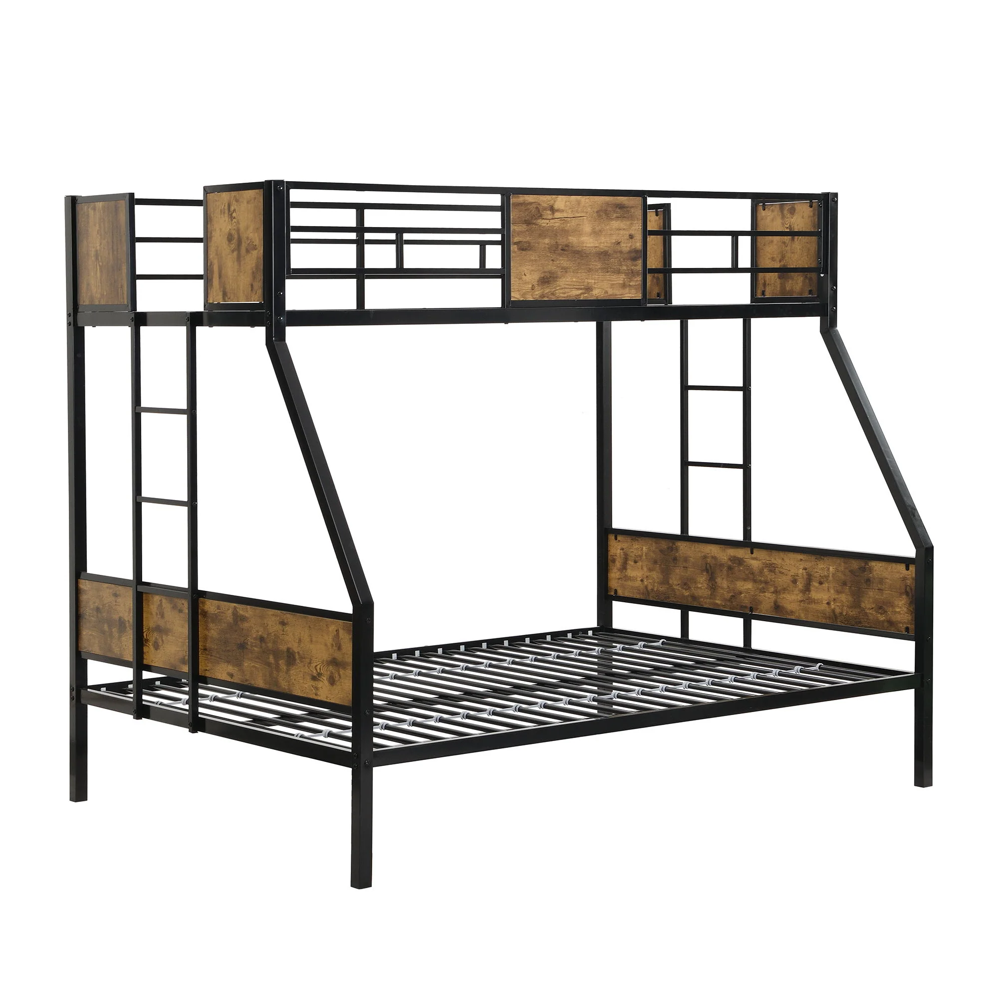 Modern Metal Bunk Bed With Side Ladders And Guardrail - Image 11