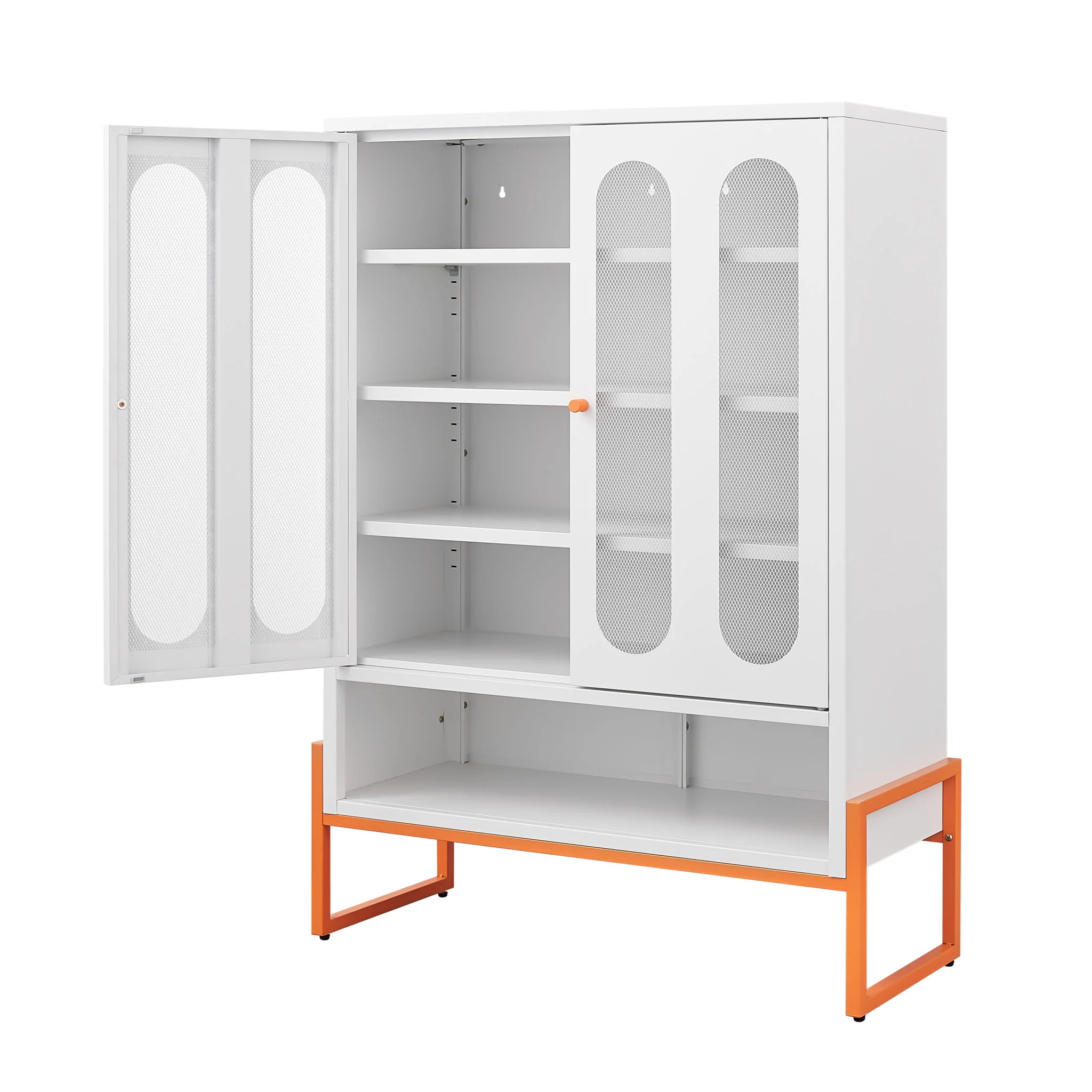 Modern Metal Shoe Cabinet With DoublebSided Doors And Adjustable Partitions - Image 13