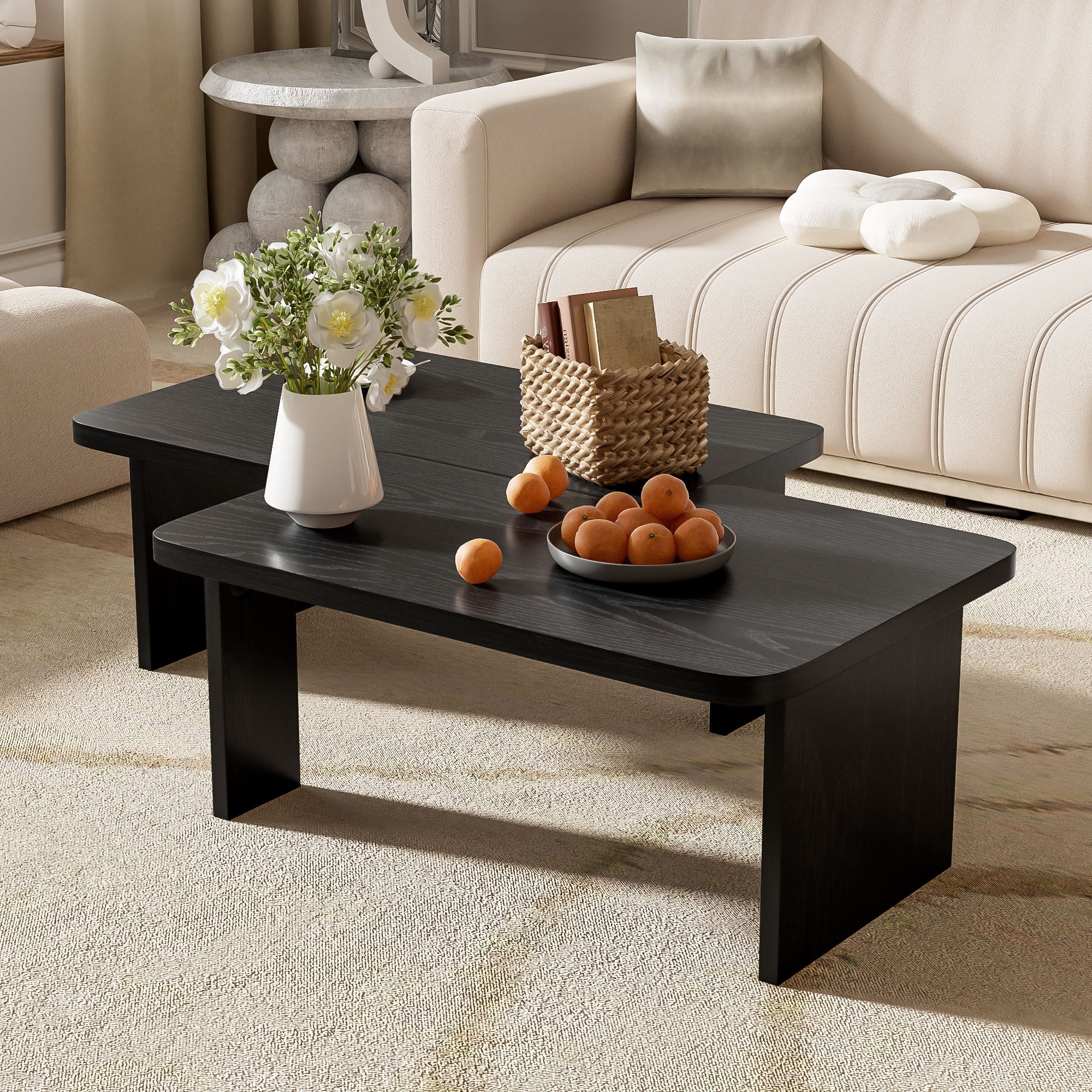 Modern Minimalist Coffee Table Set With Splicing Design - Image 18