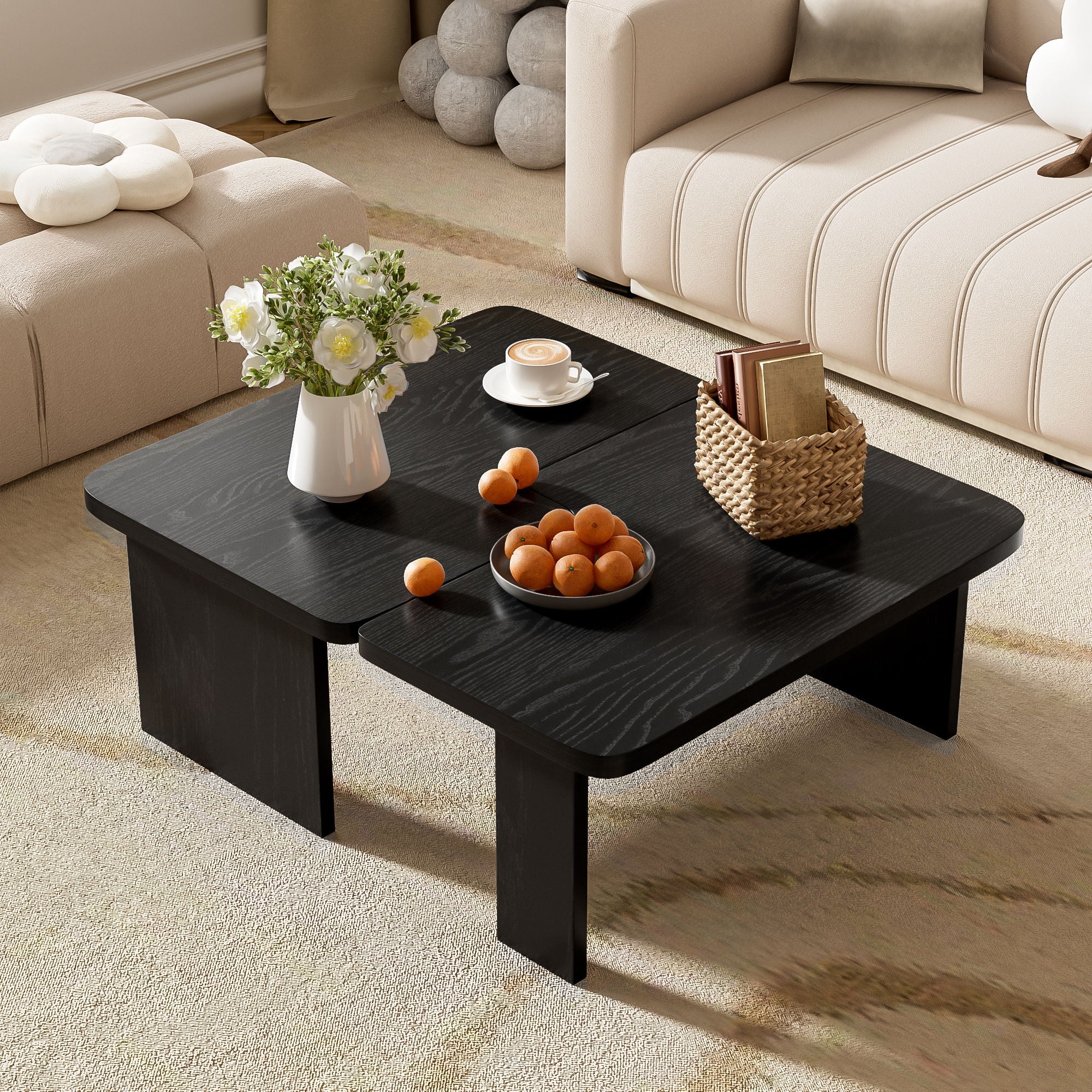 Modern Minimalist Coffee Table Set With Splicing Design - Image 24