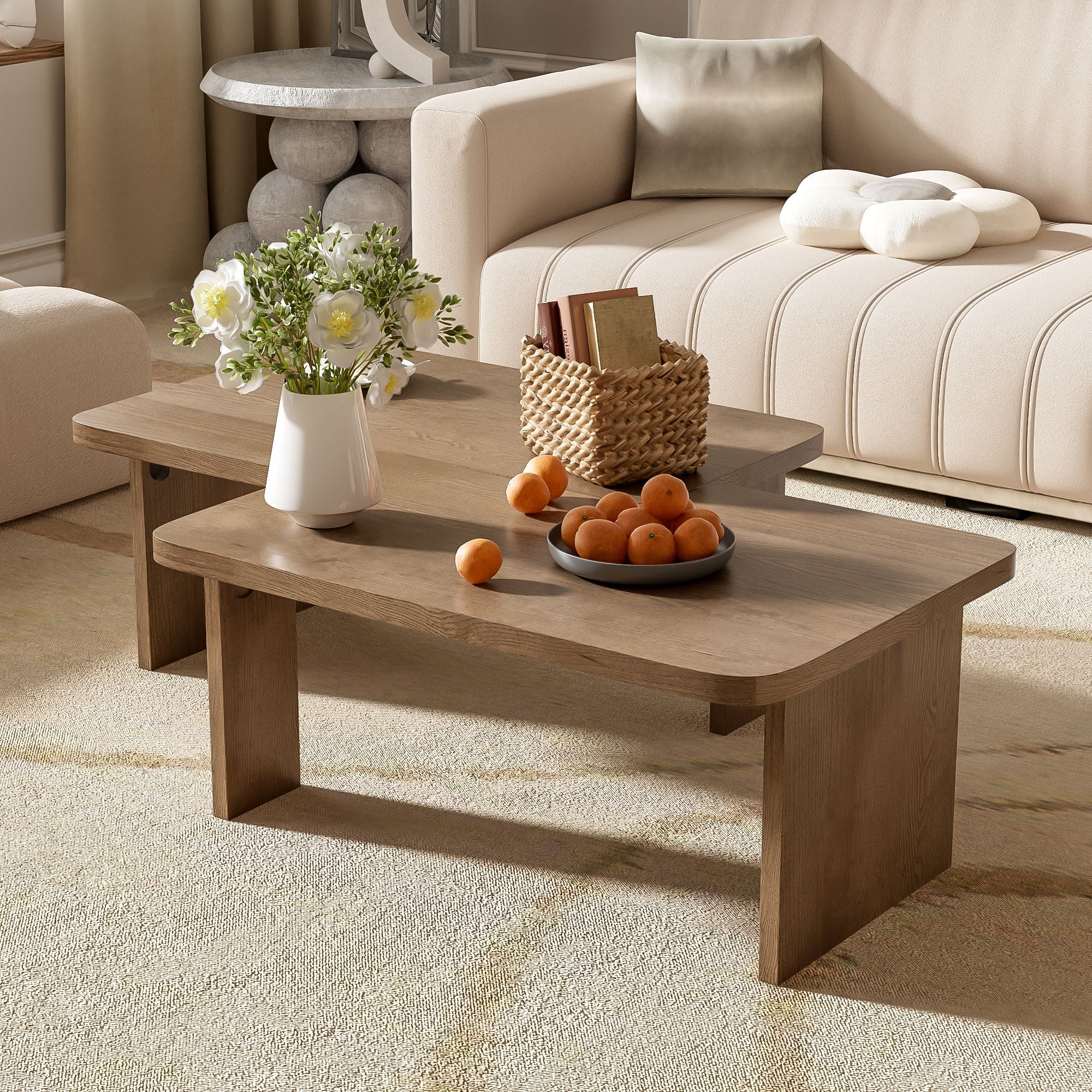 Modern Minimalist Coffee Table Set With Splicing Design - Image 7