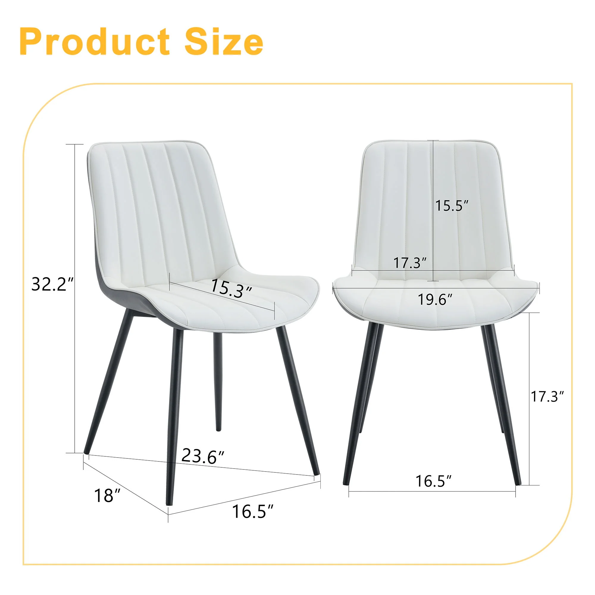 Modern Minimalist Dining Chair Set, Extended Seat Cushion - Image 6
