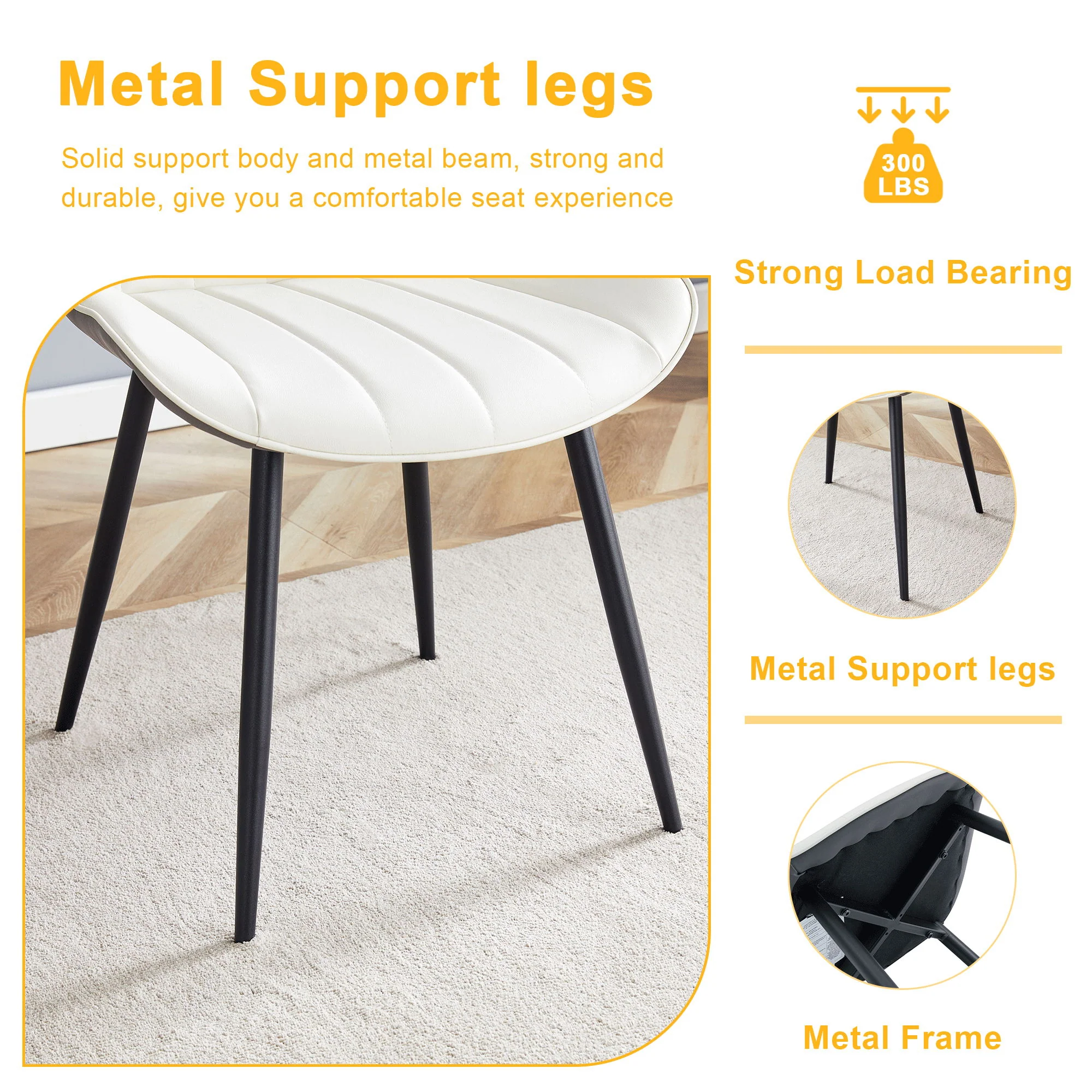 Modern Minimalist Dining Chair Set, Extended Seat Cushion - Image 9