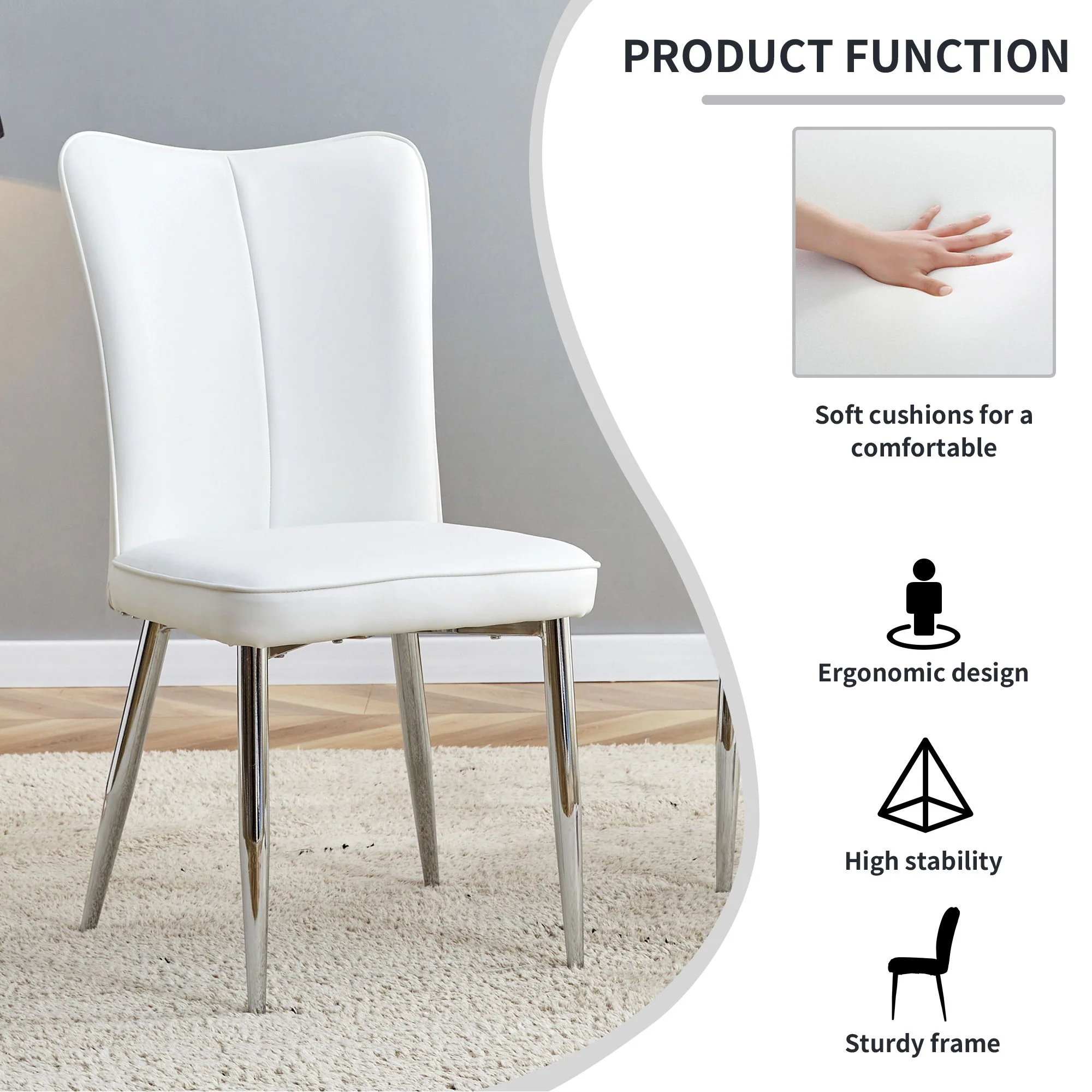 Modern Minimalist Dining Chairs With Metal Legs - Image 6