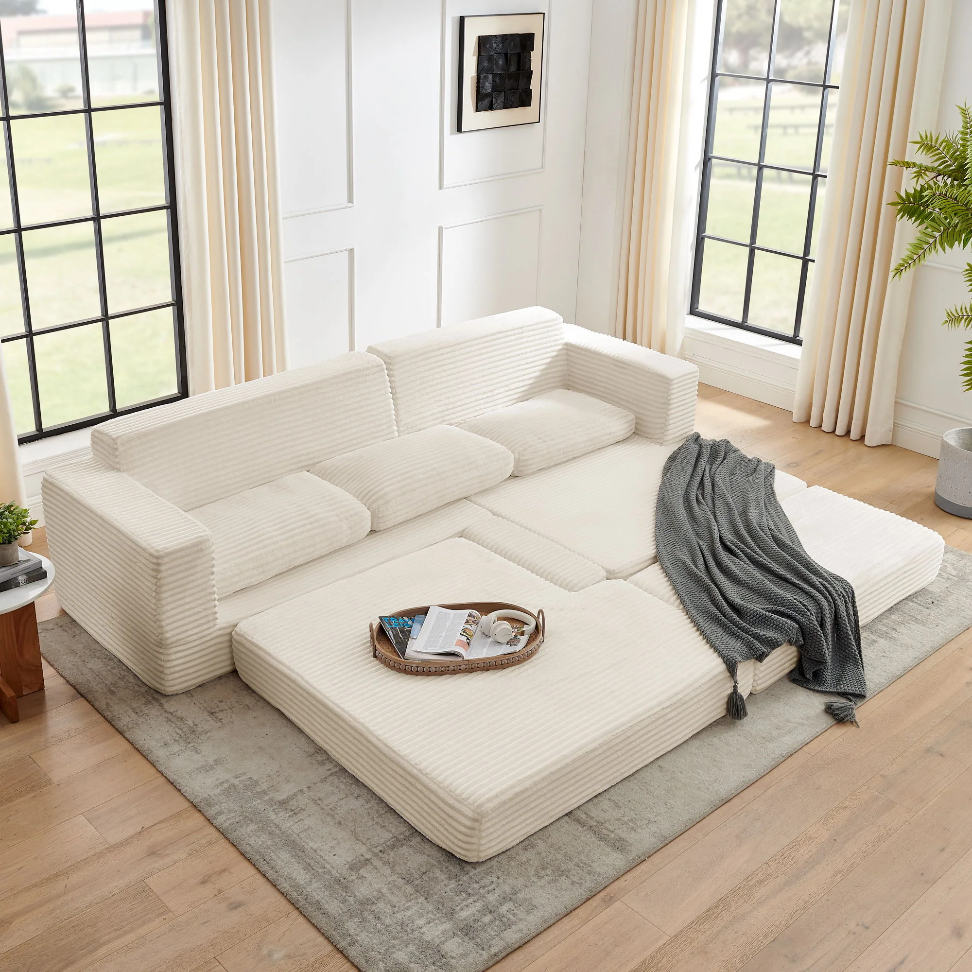 Modern Minimalist L Shape Modular Sectional Sofa, Couch - Image 26