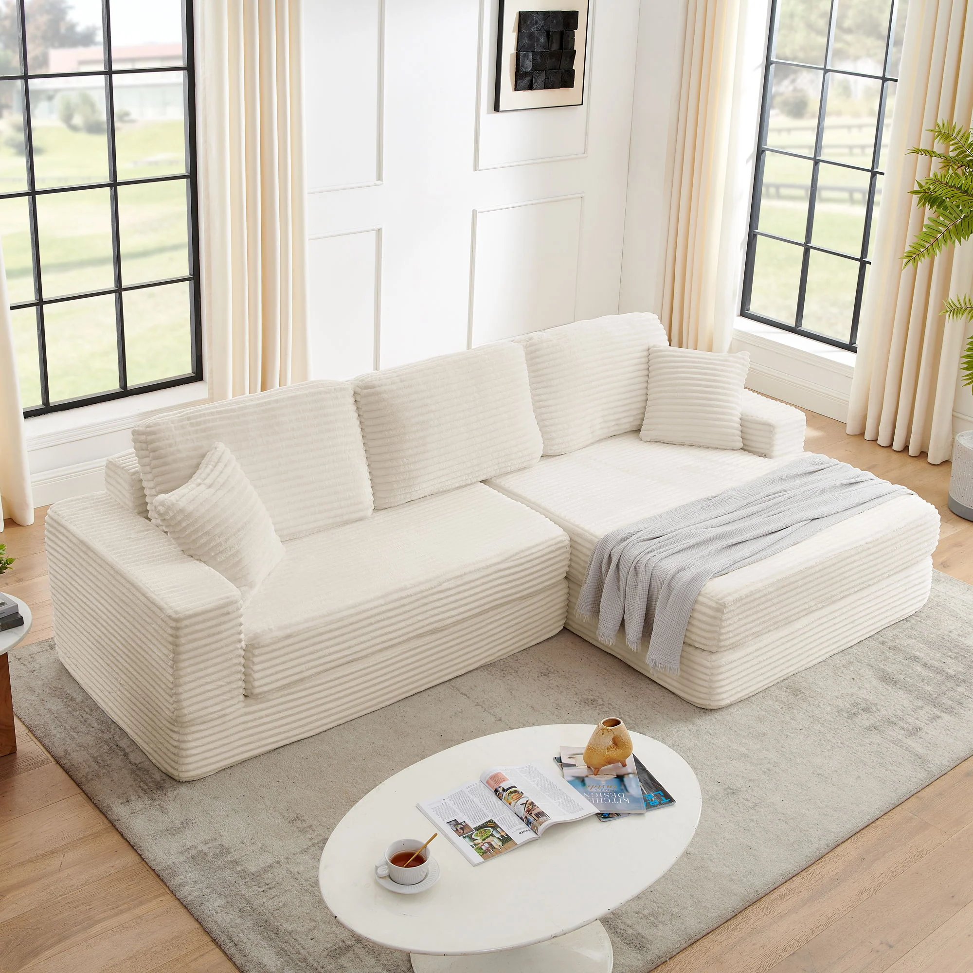 Modern Minimalist L Shape Modular Sectional Sofa, Couch - Image 30