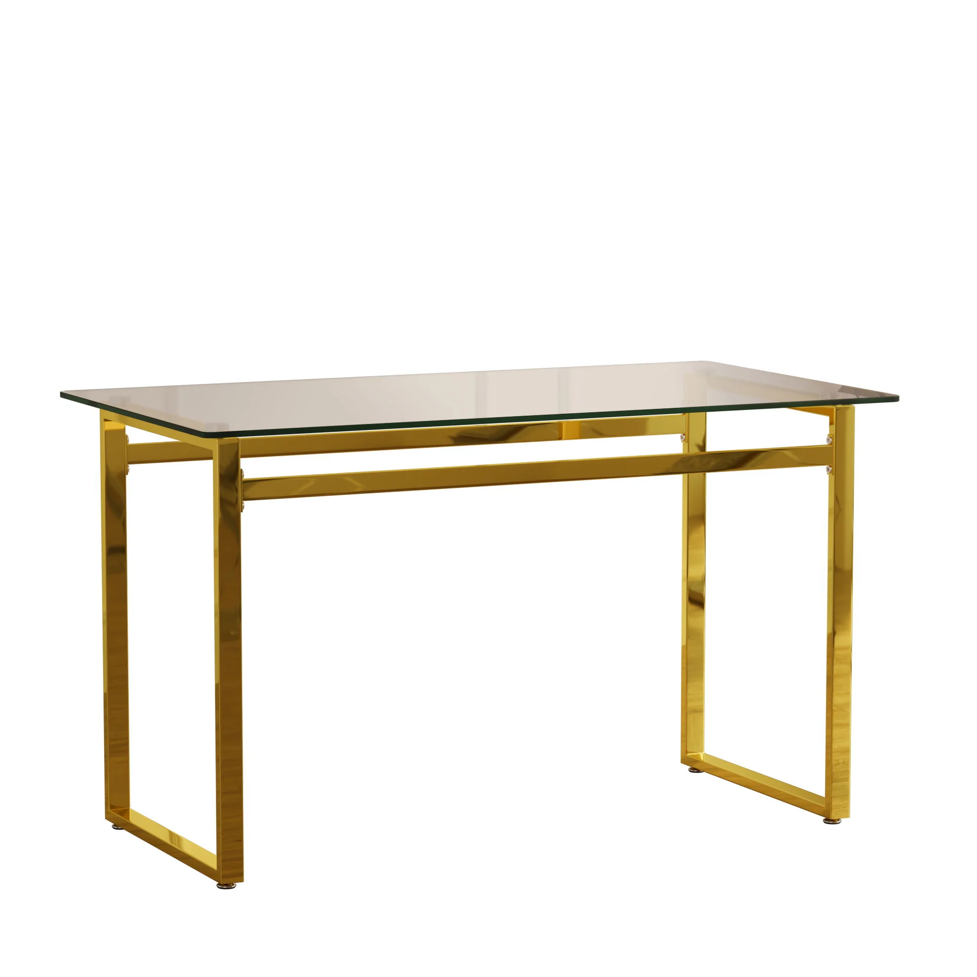 Modern Minimalist Rectangular Dining Table With Tempered Glass Top - Image 3