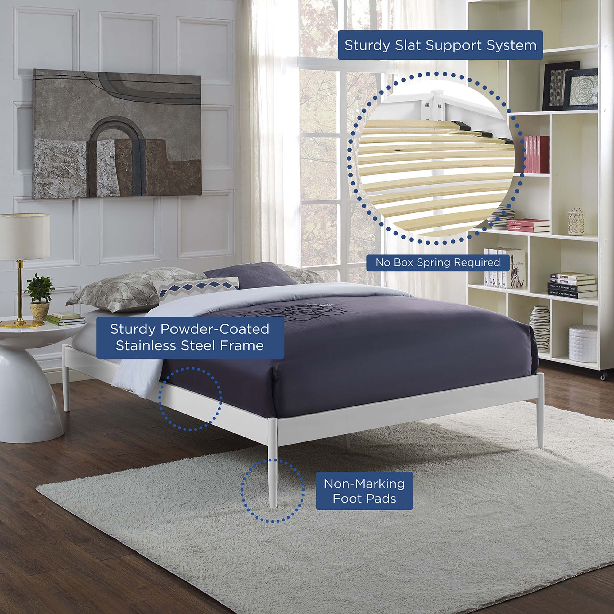 Modern Minimalist Steel Platform Bed Frame - Image 10