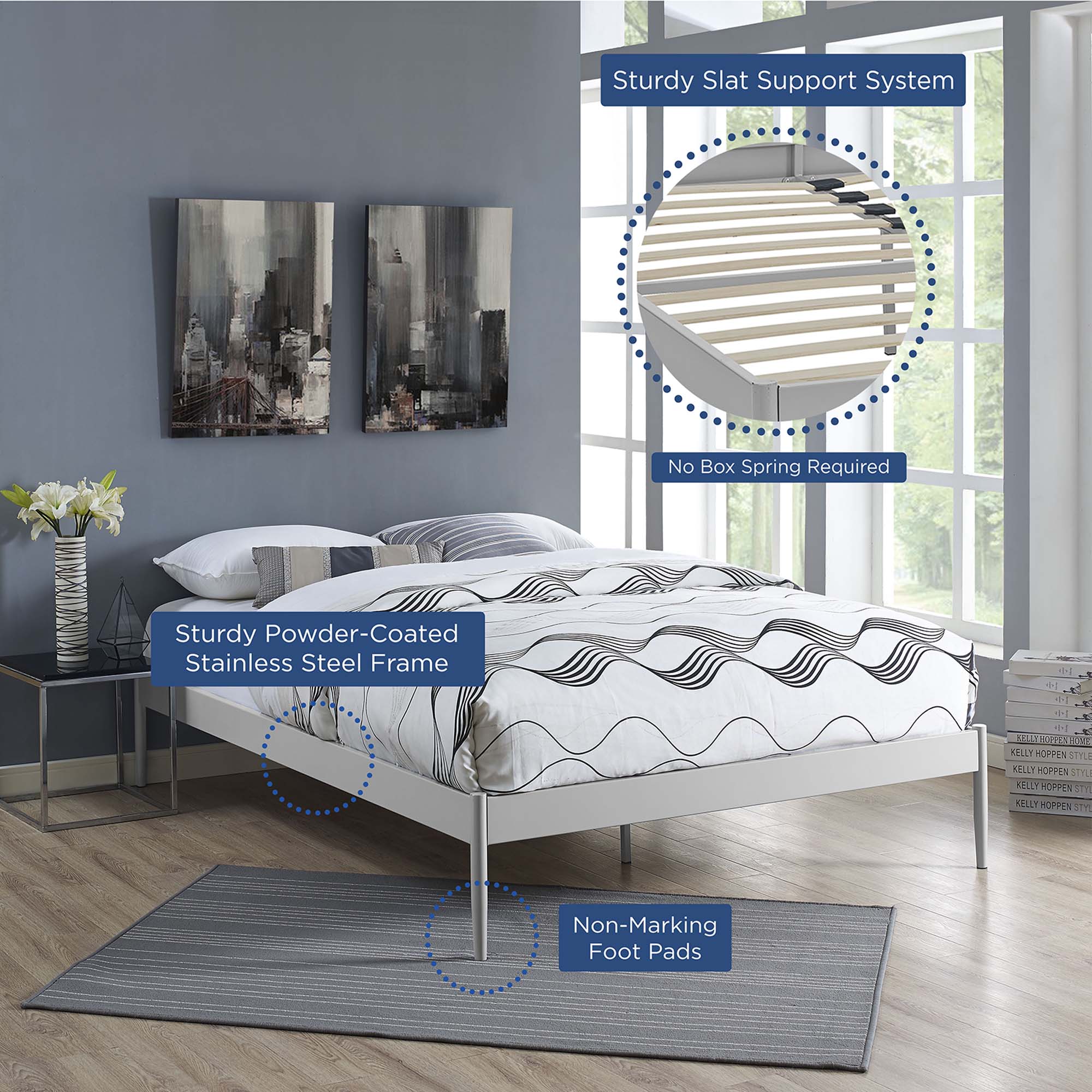 Modern Minimalist Steel Platform Bed Frame - Image 25