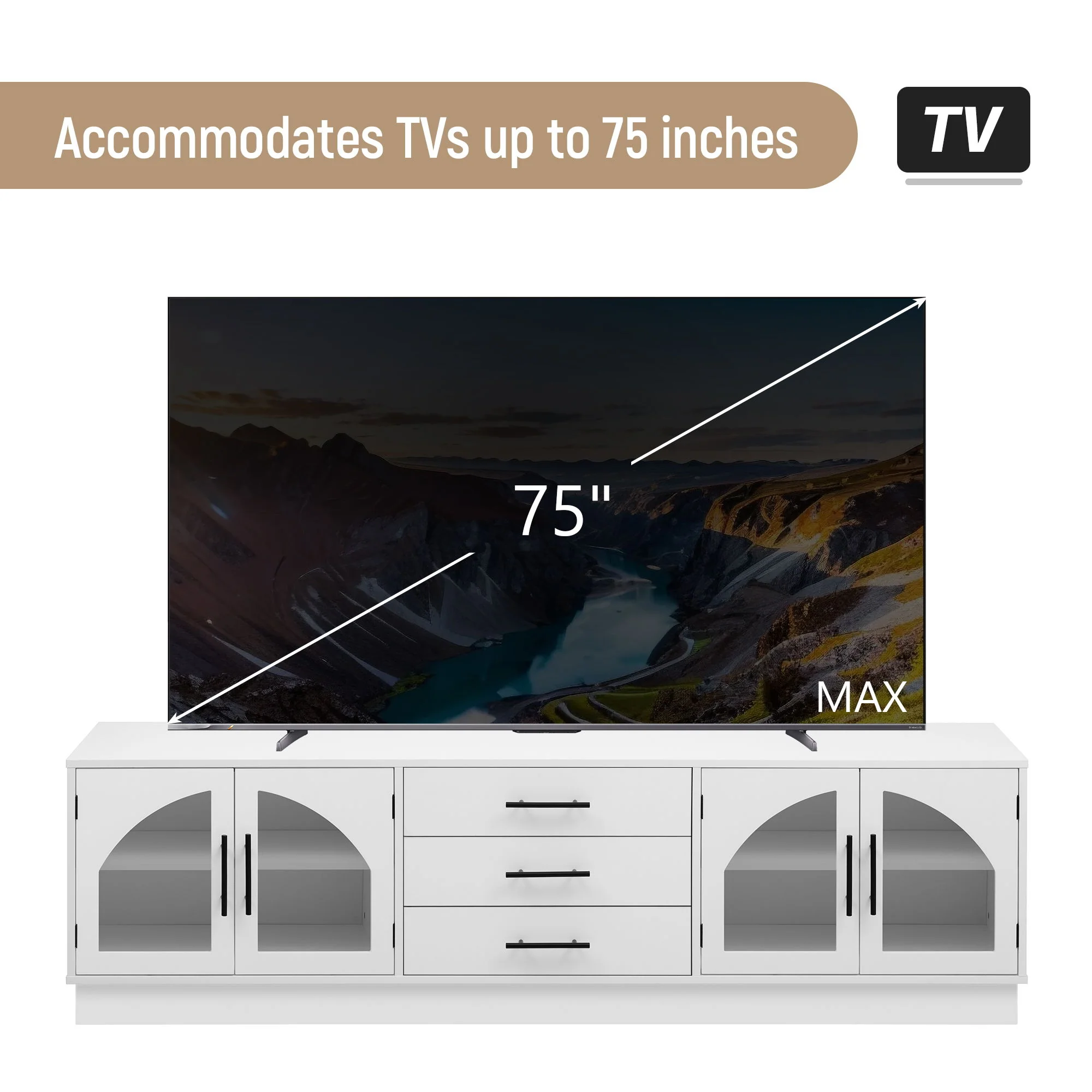 Modern Minimalist TV Stand, Entertainment Center Media Console Cabinet With Adjustable Shelves For Living Room - Image 4