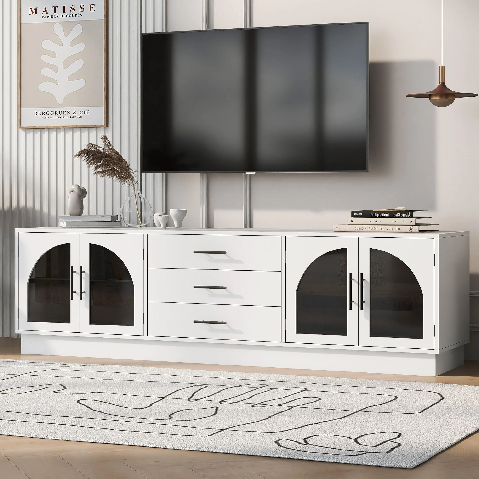 Modern Minimalist TV Stand, Entertainment Center Media Console Cabinet With Adjustable Shelves For Living Room - Image 9