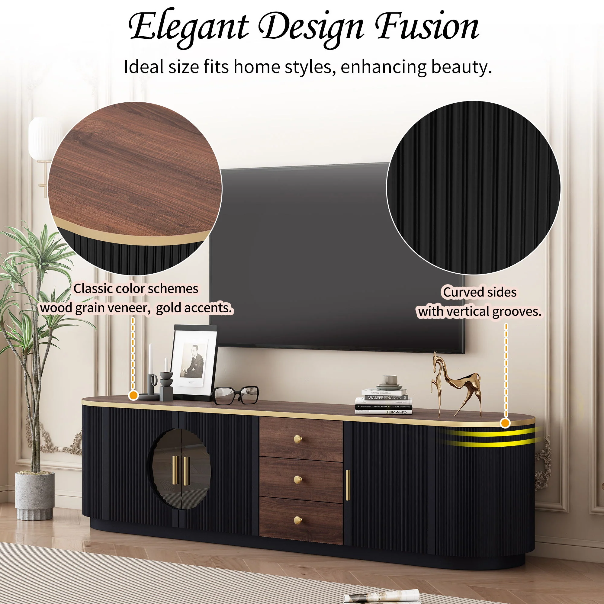 Modern Minimalist TV Stand For TVs Up To 80" With 3 Drawers And 1 Shelf - Image 4