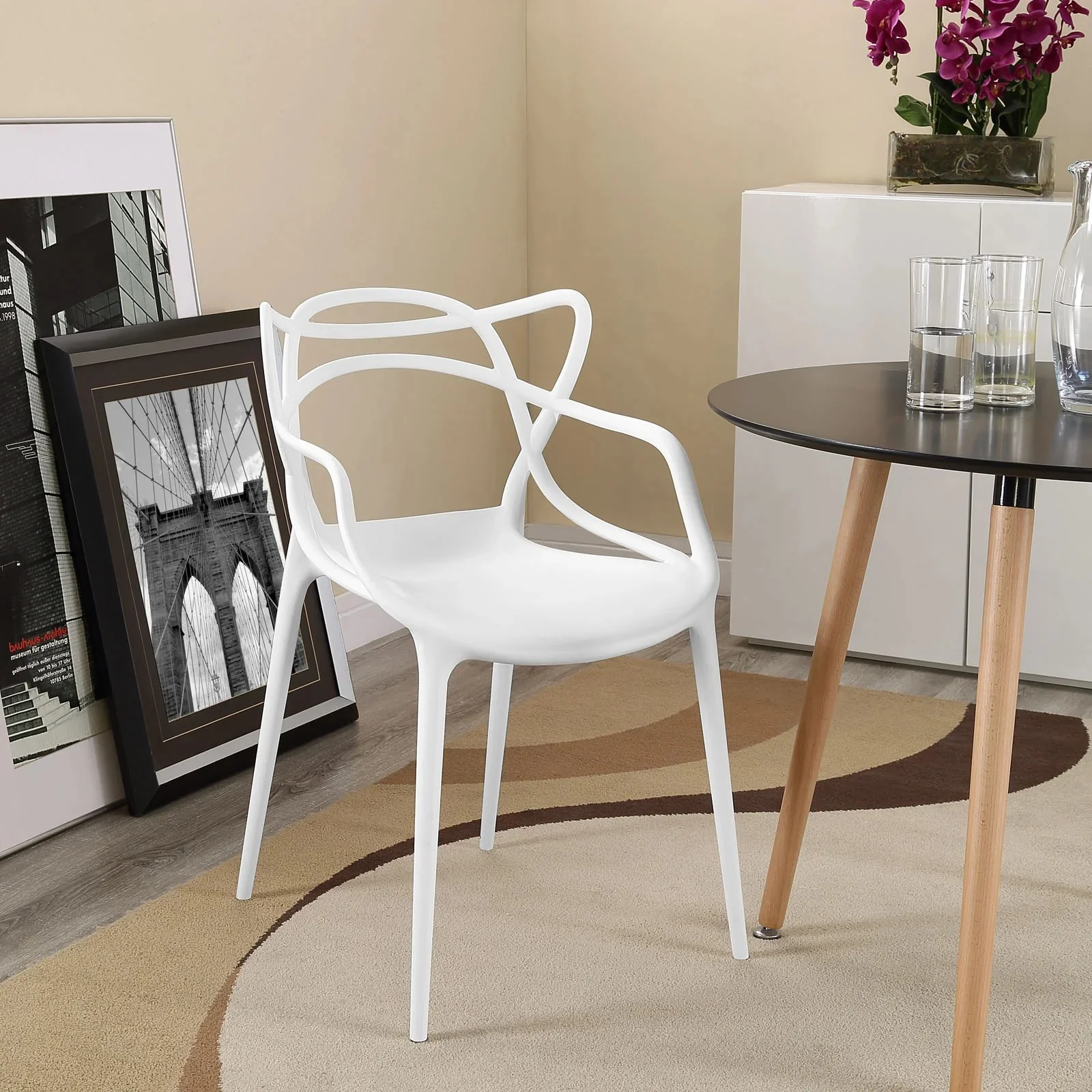 Modern Molded Plastic Dining Armchair – Easy Clean Design - Image 16