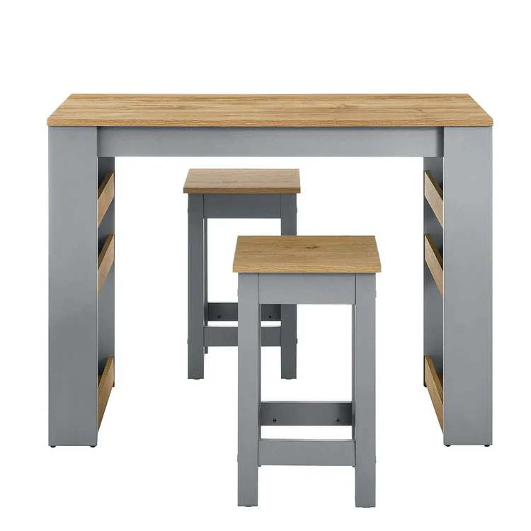 Modern Oak Gray 3-Piece Kitchen Island and Stool Set – 47 Inch - Image 6