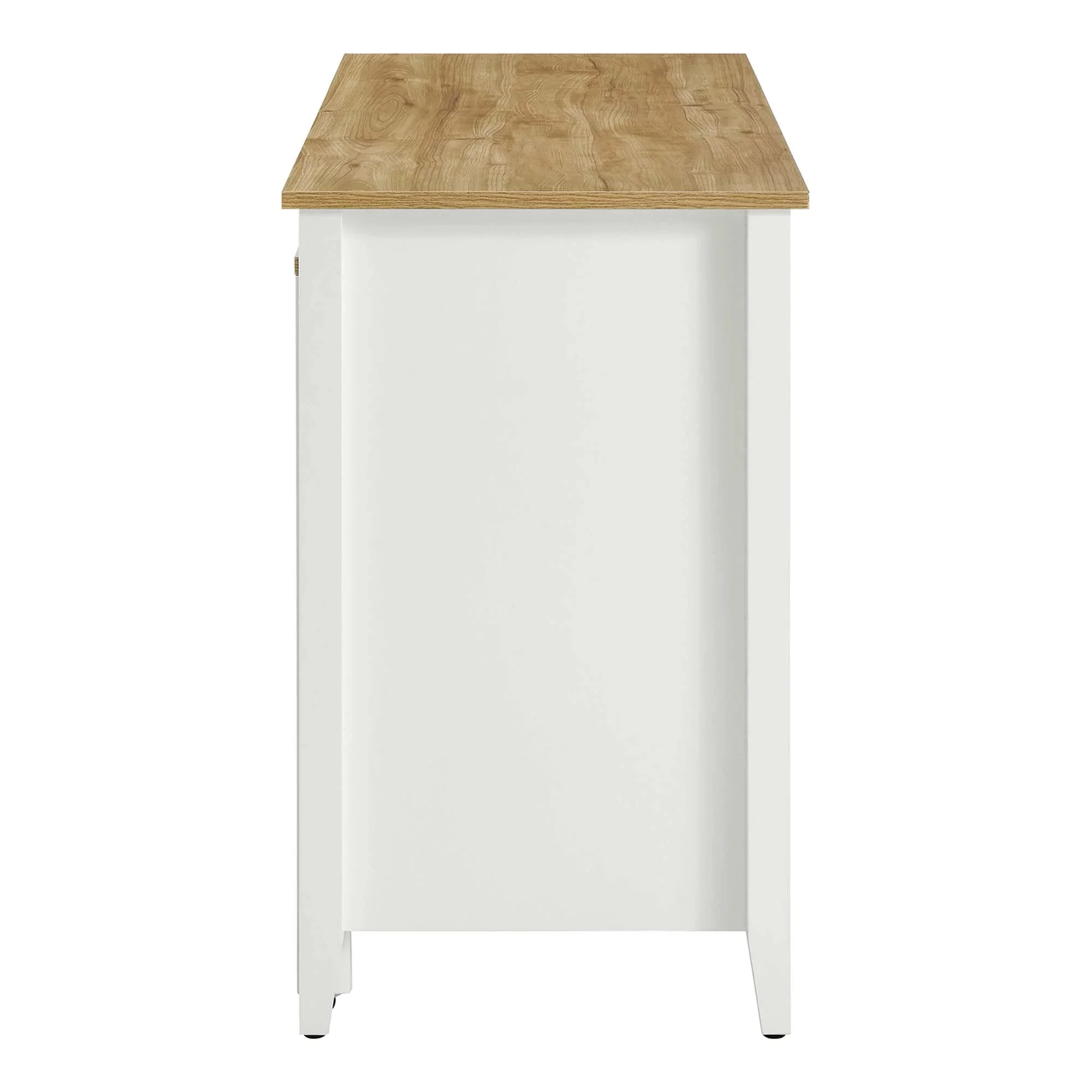 Modern Oak White Kitchen Island with Pull-Out Butcher Block Table - Image 7