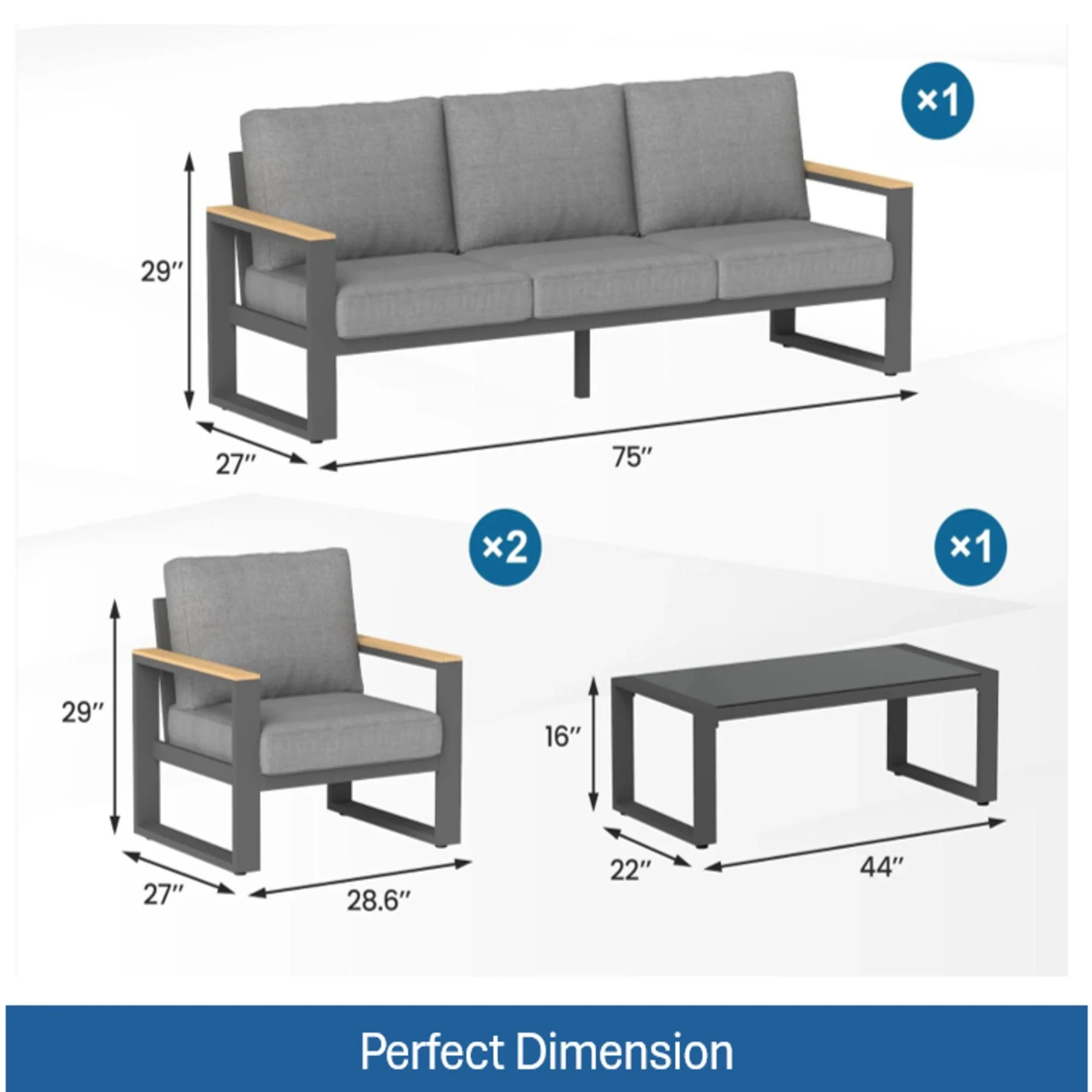 Modern Outdoor Sofa Set With Coffee Table - Image 11