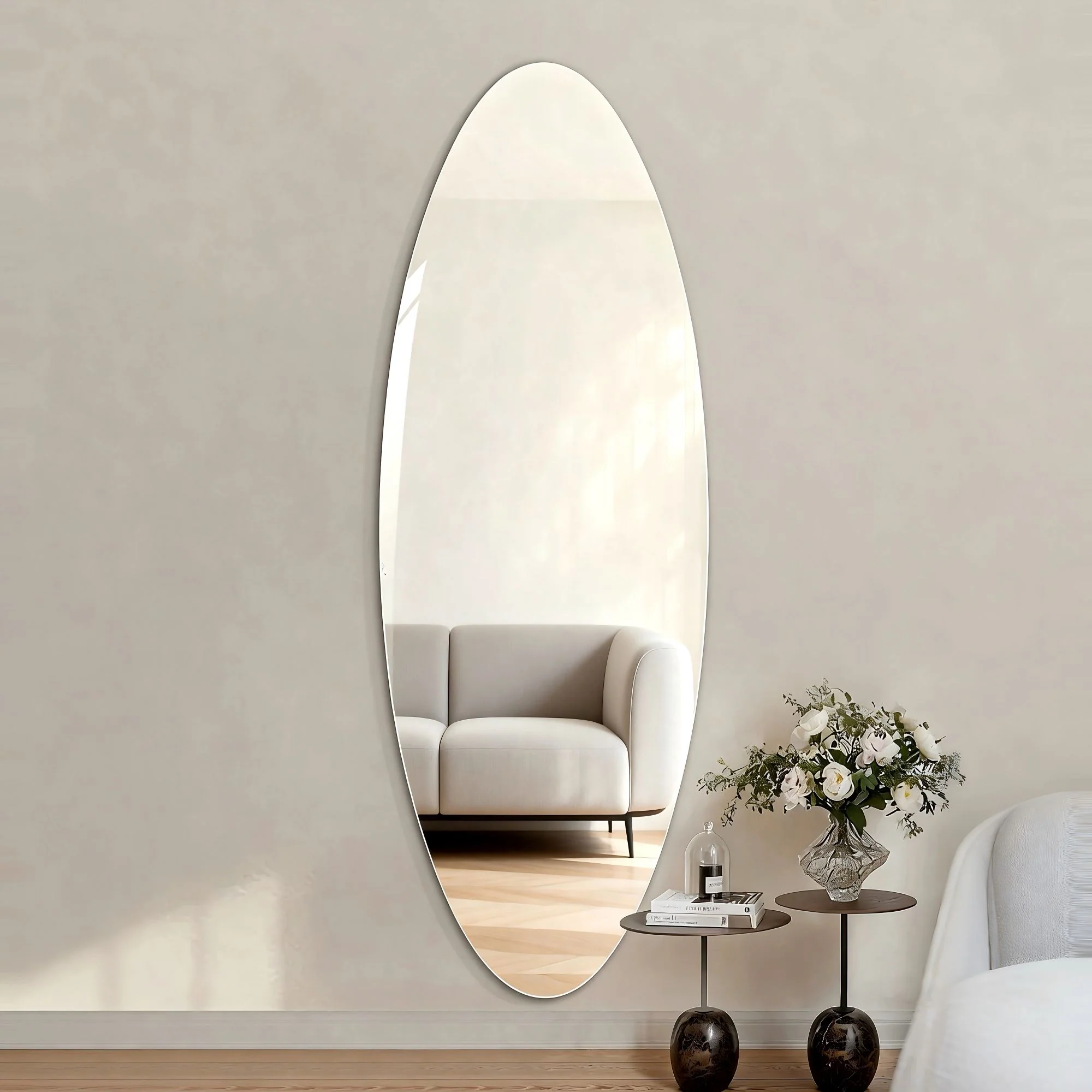 Modern Oval Full Length Wall Mirror - Image 9