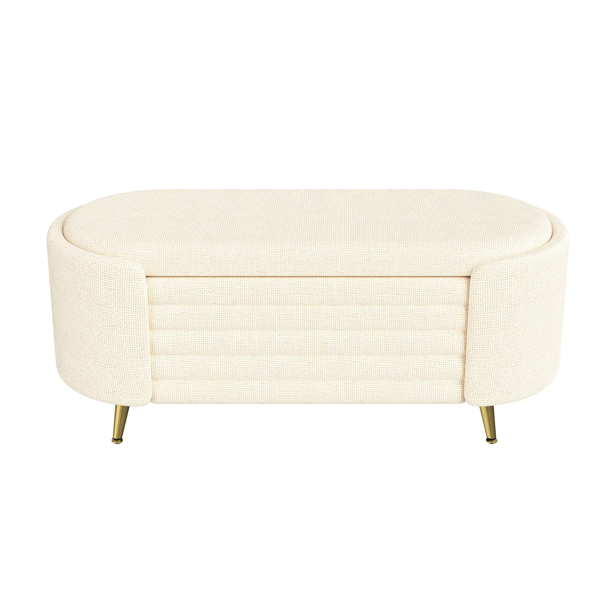 Modern Oval Storage Ottoman With Upholstery - Image 4