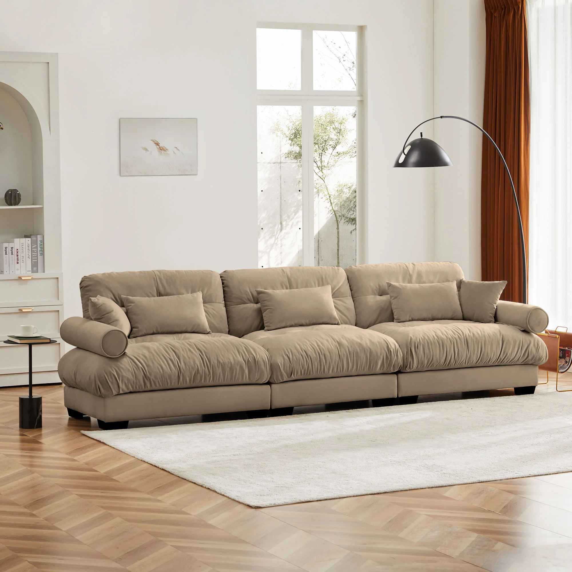 Modern Oversize Sofa With Cloud Like Comfort, Featuring Waist And Throw Pillows - Image 16