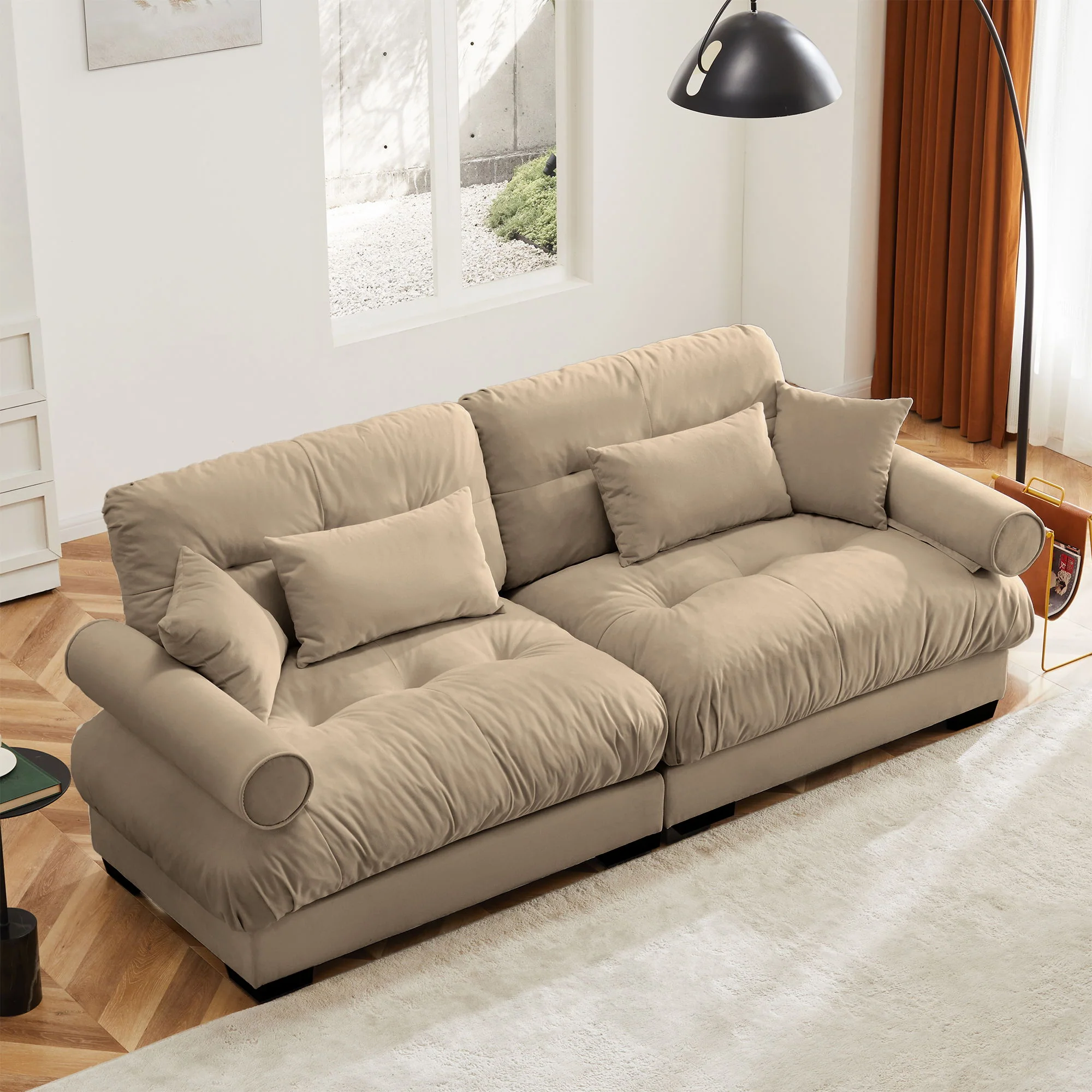 Modern Oversize Sofa With Cloud Like Comfort, Featuring Waist And Throw Pillows - Image 24