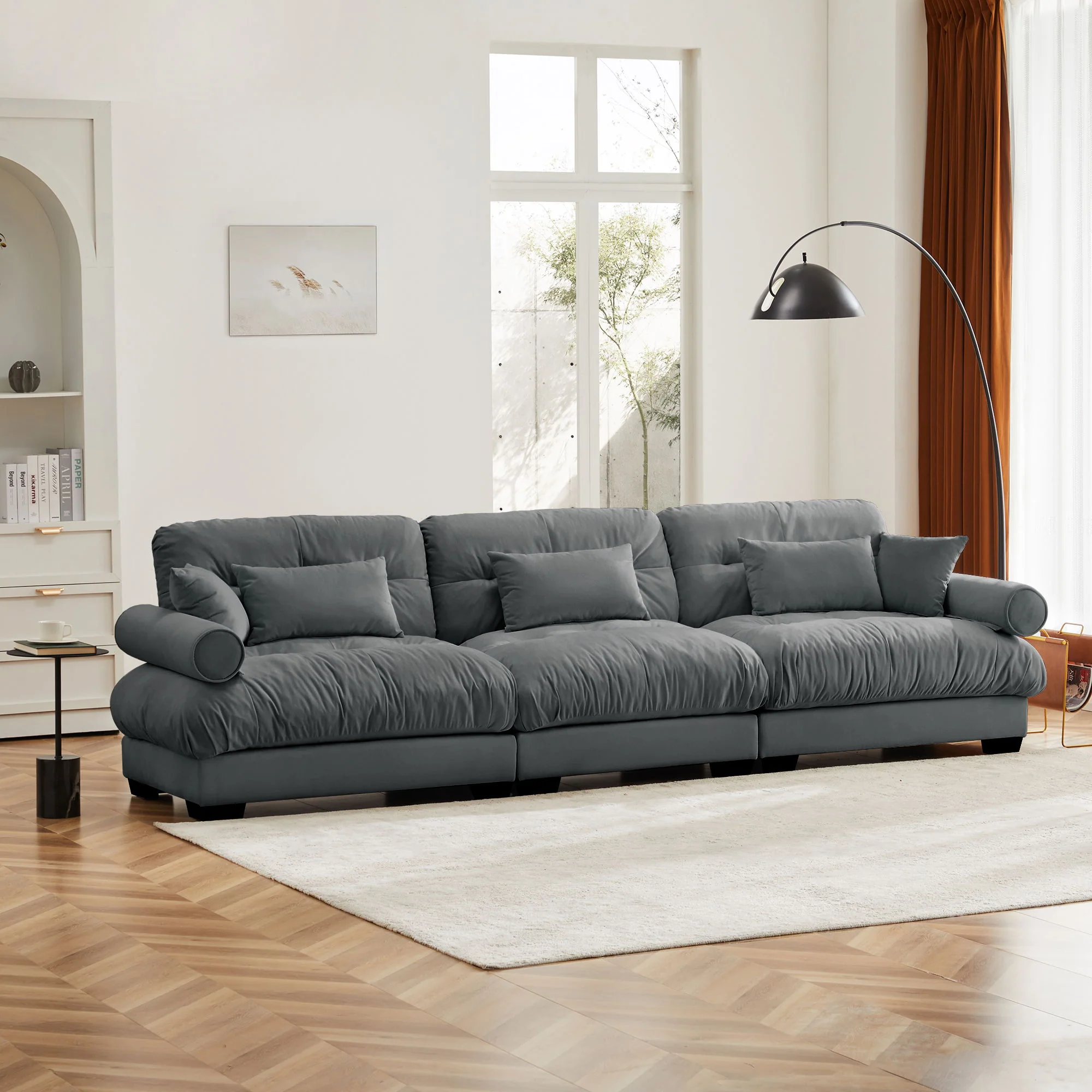 Modern Oversize Sofa With Cloud Like Comfort, Featuring Waist And Throw Pillows - Image 39