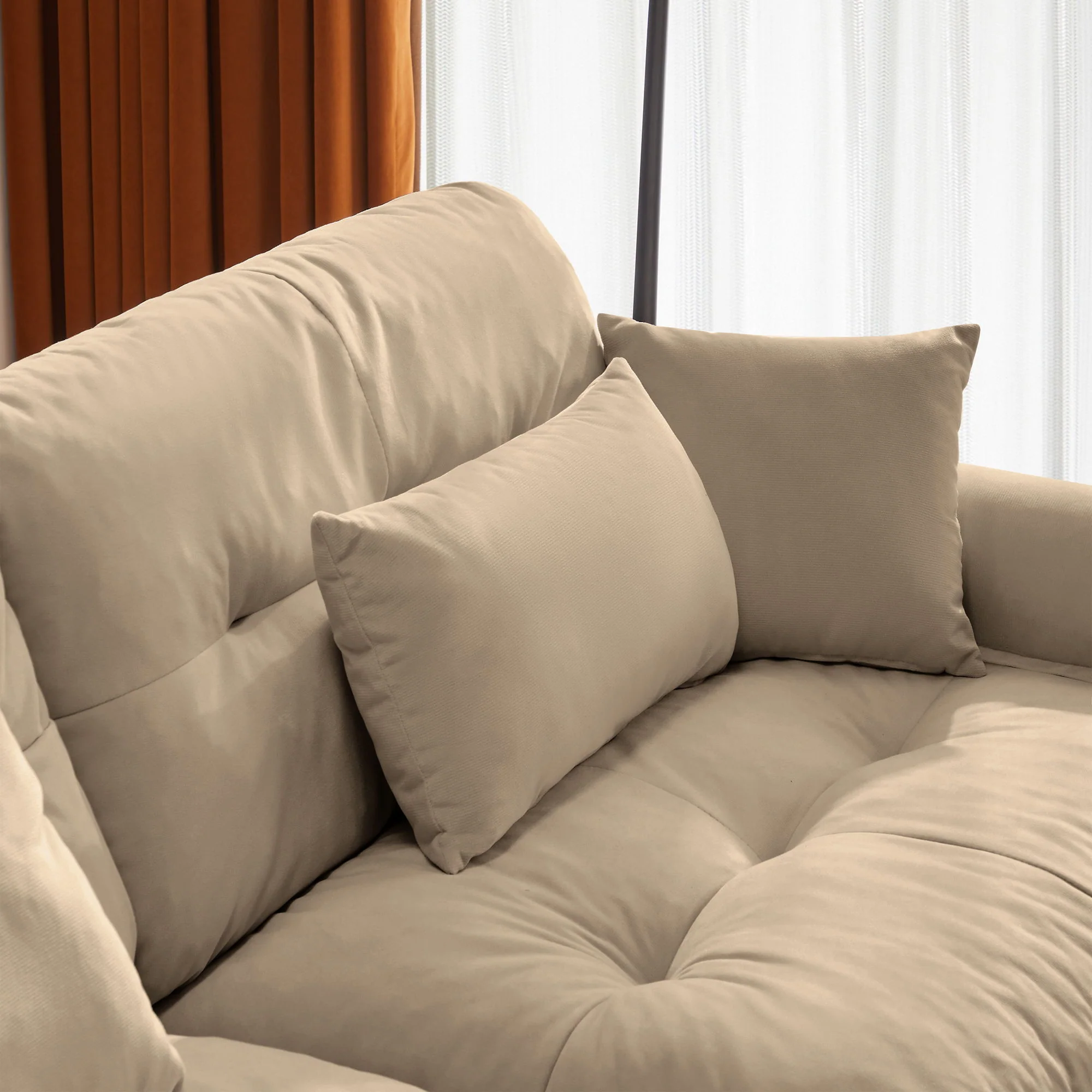 Modern Oversize Sofa With Cloud Like Comfort, Featuring Waist And Throw Pillows - Image 53