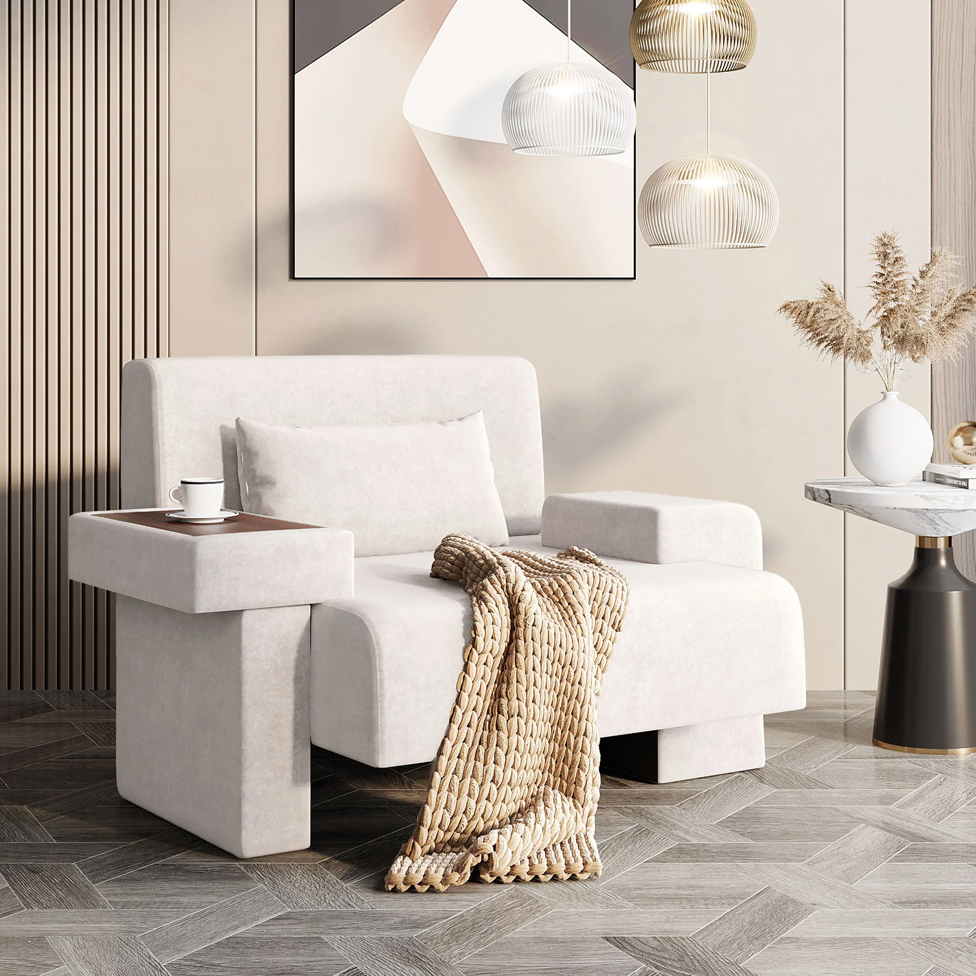 Modern Oversized Armchair With Soft Cushion For Living Room - Image 11
