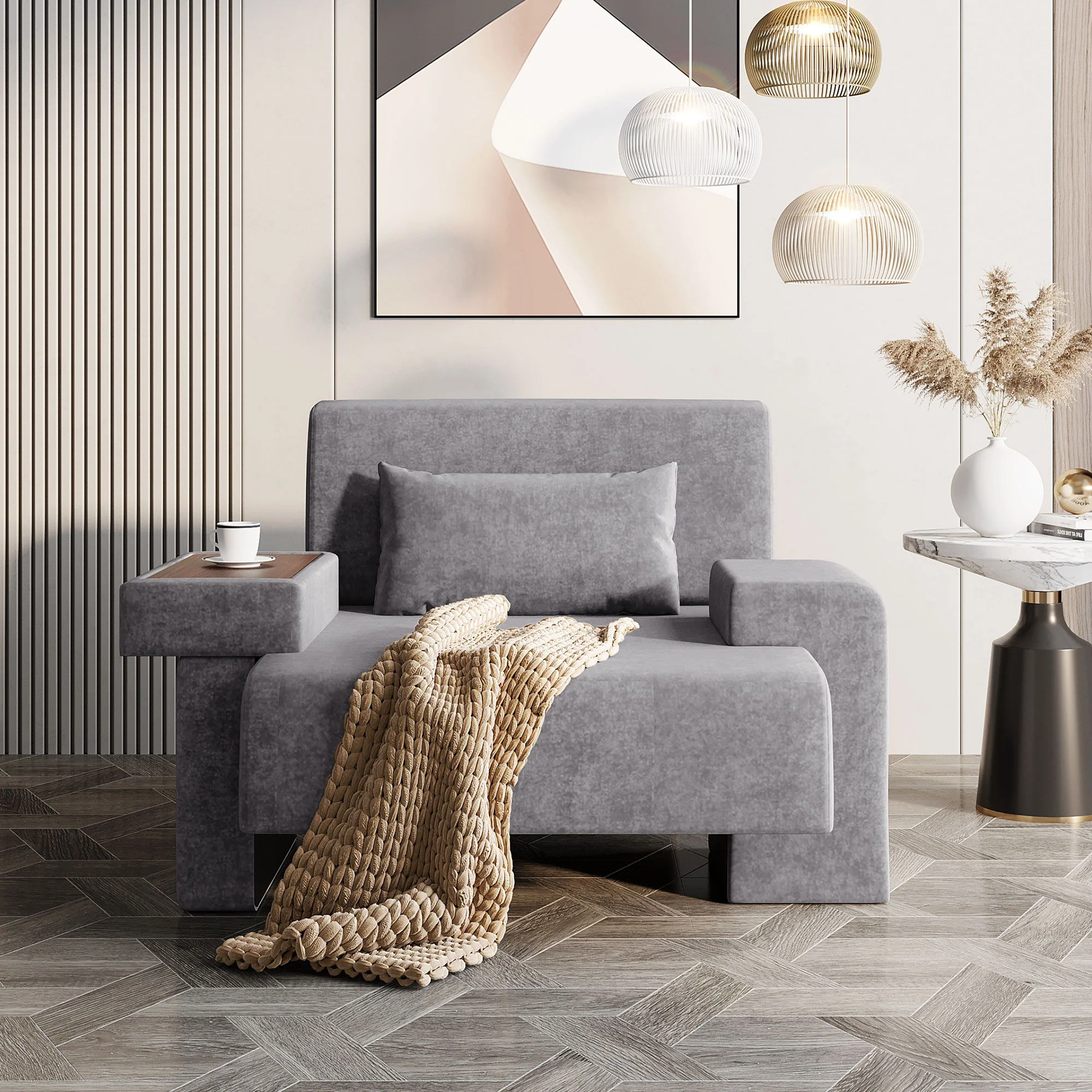 Modern Oversized Armchair With Soft Cushion For Living Room - Image 2