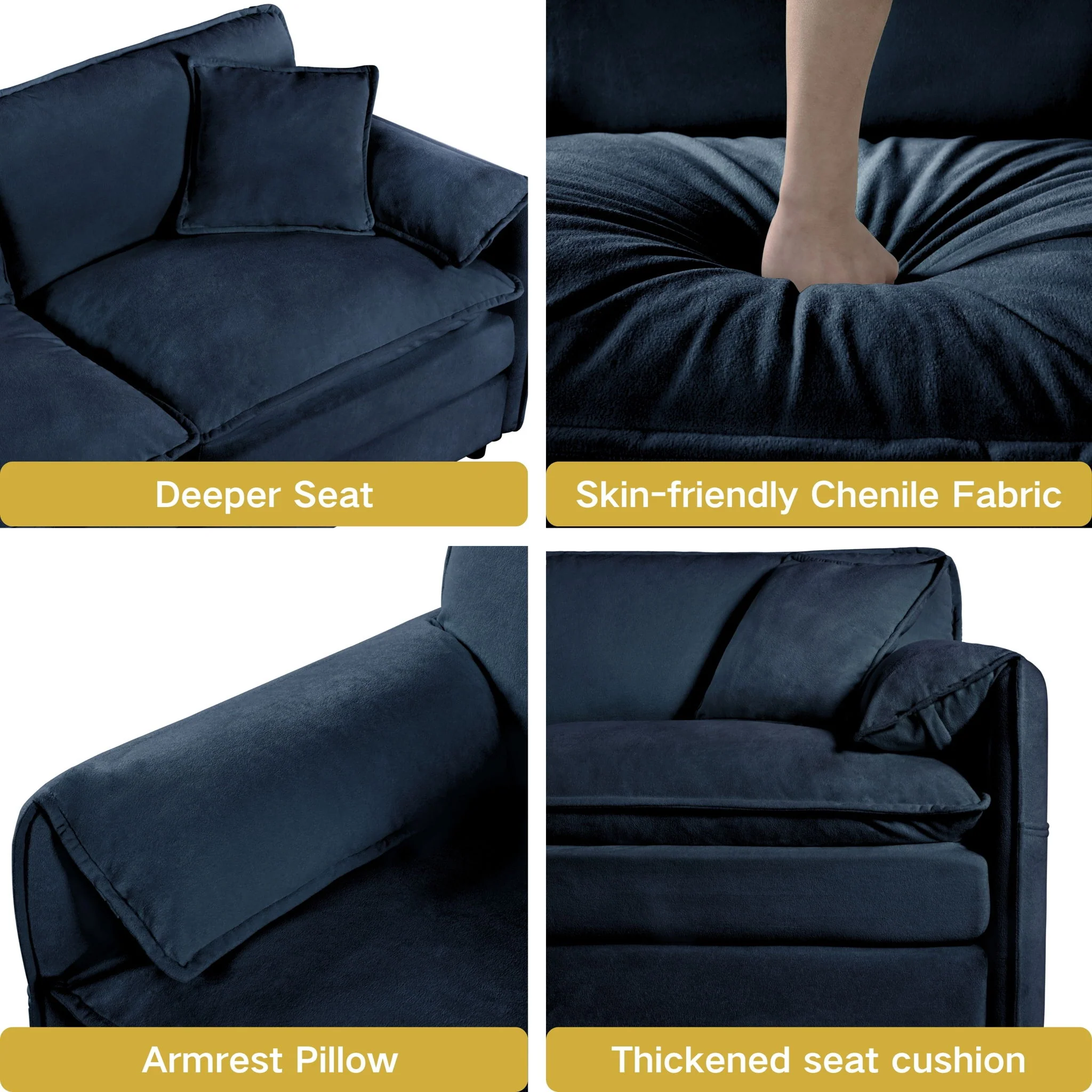 Modern Oversized Deep Seat Sectional Sofa With Pillows - Image 6