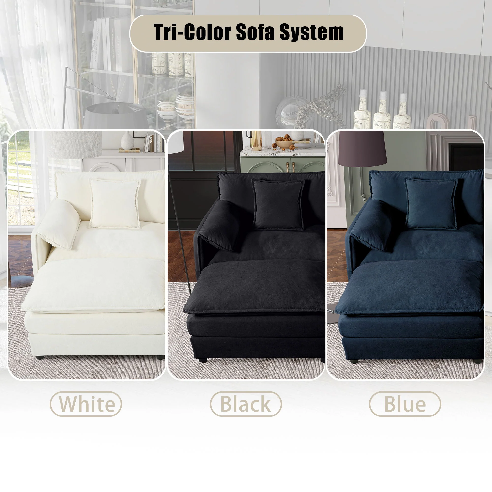 Modern Oversized Deep Seat Sectional Sofa With Pillows - Image 7