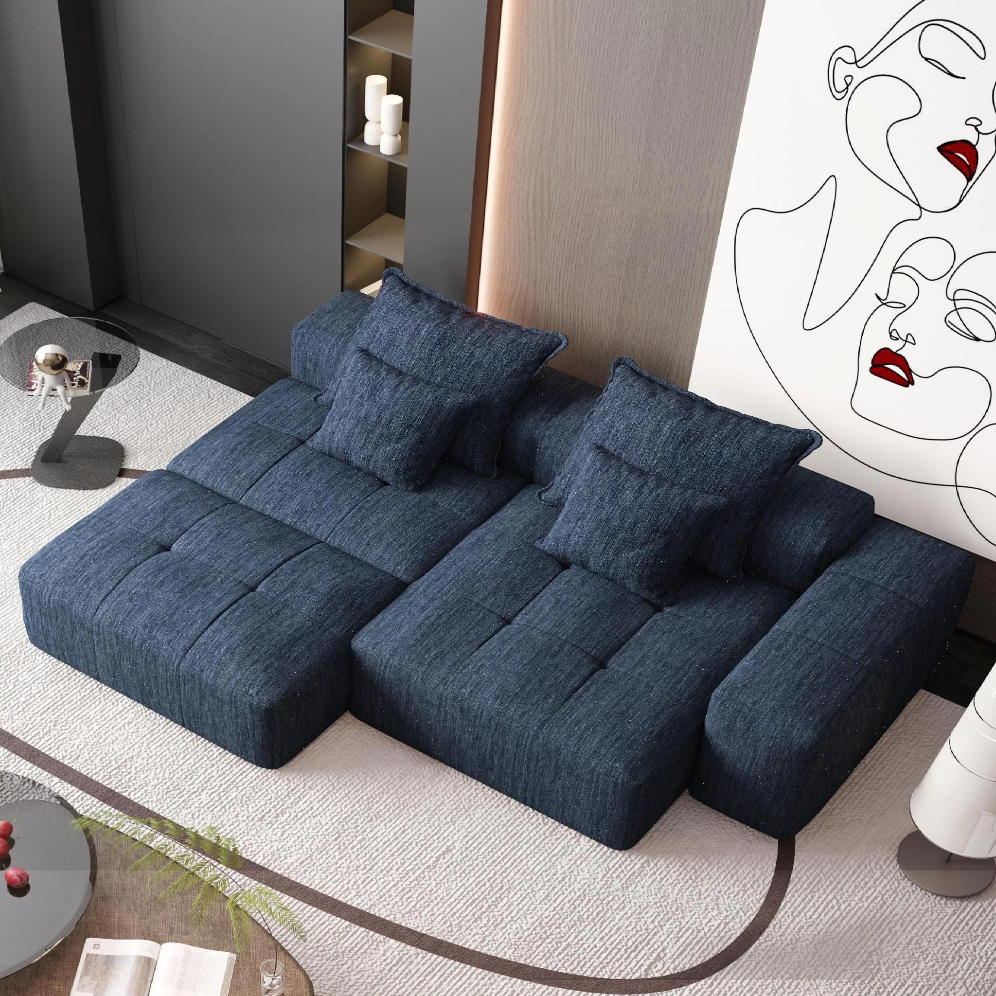Modern Oversized Diy Combination Modular Sectional Sofa With Pillows - Image 113