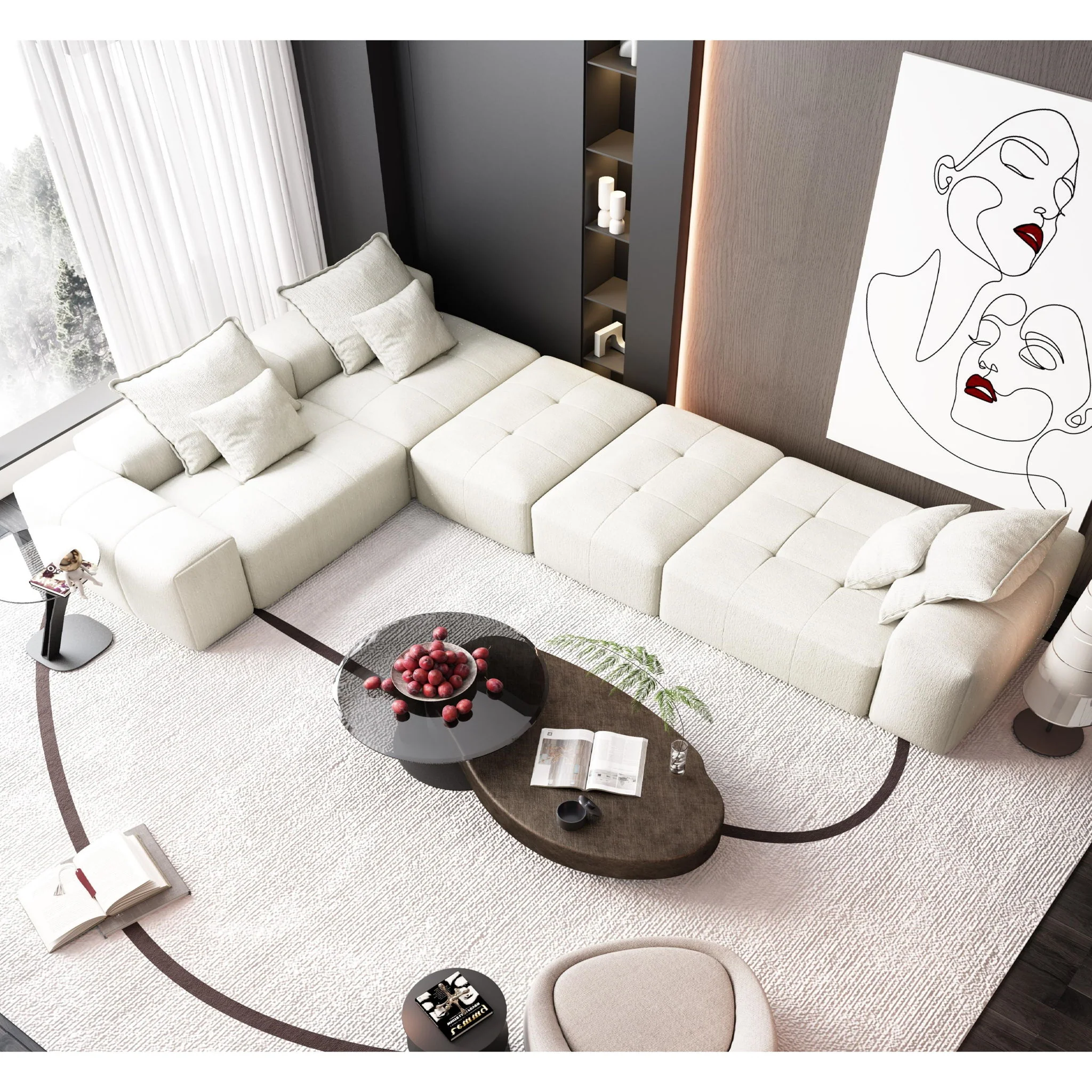 Modern Oversized Diy Combination Modular Sectional Sofa With Pillows - Image 174