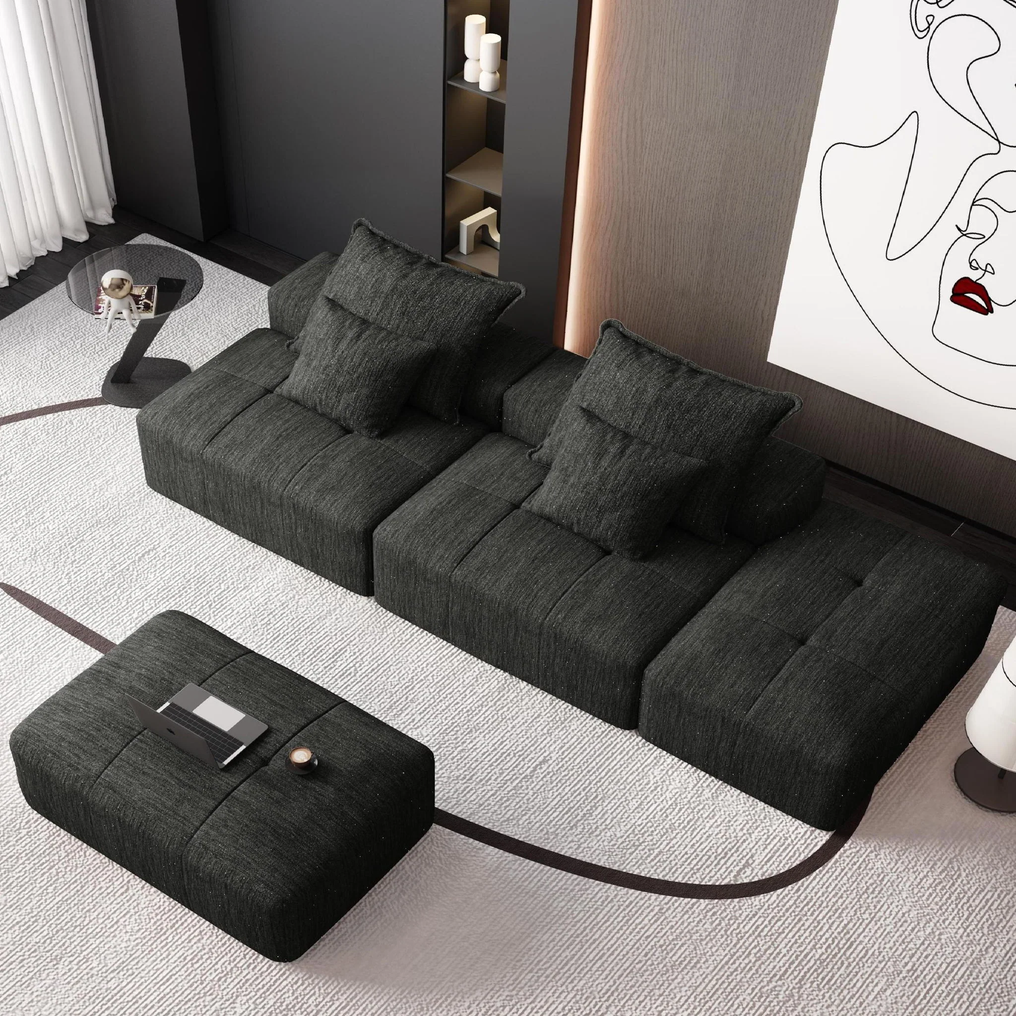 Modern Oversized Diy Combination Modular Sectional Sofa With Pillows - Image 202