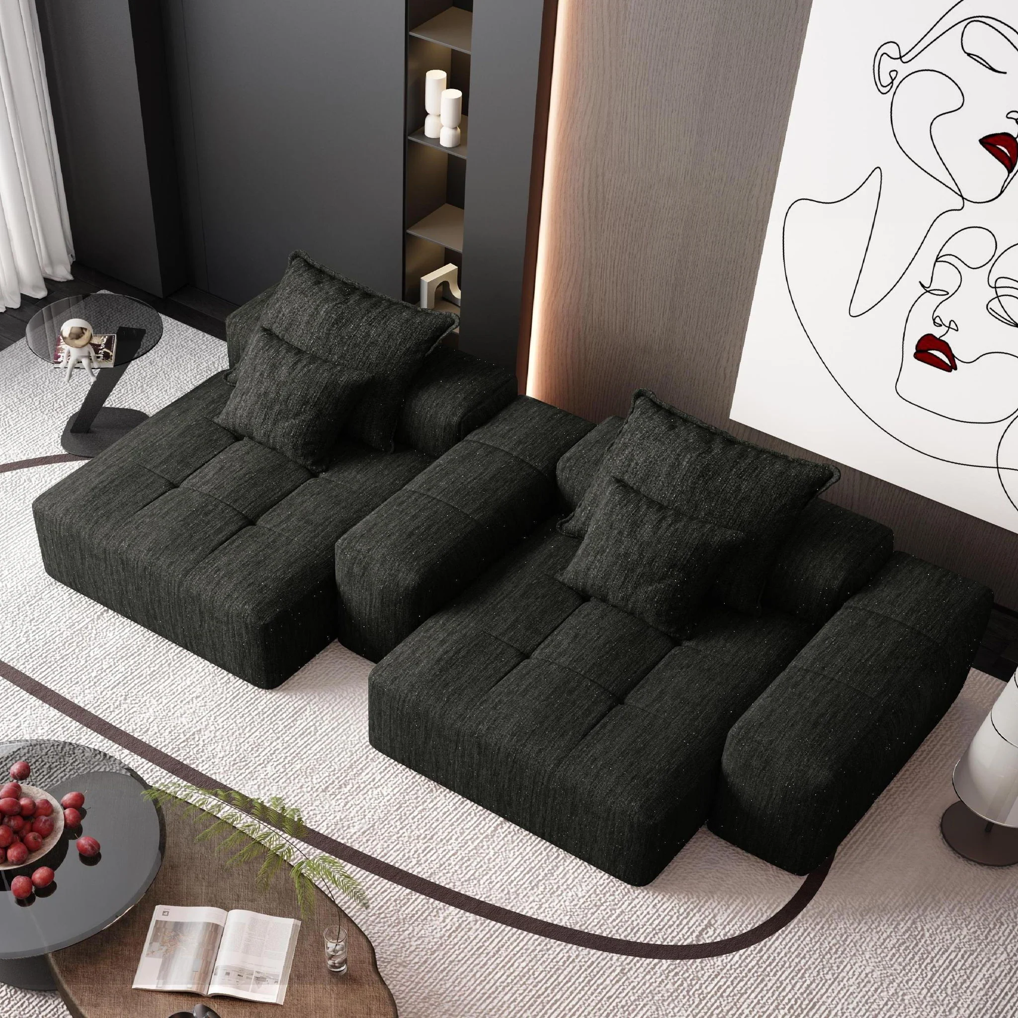 Modern Oversized Diy Combination Modular Sectional Sofa With Pillows - Image 29