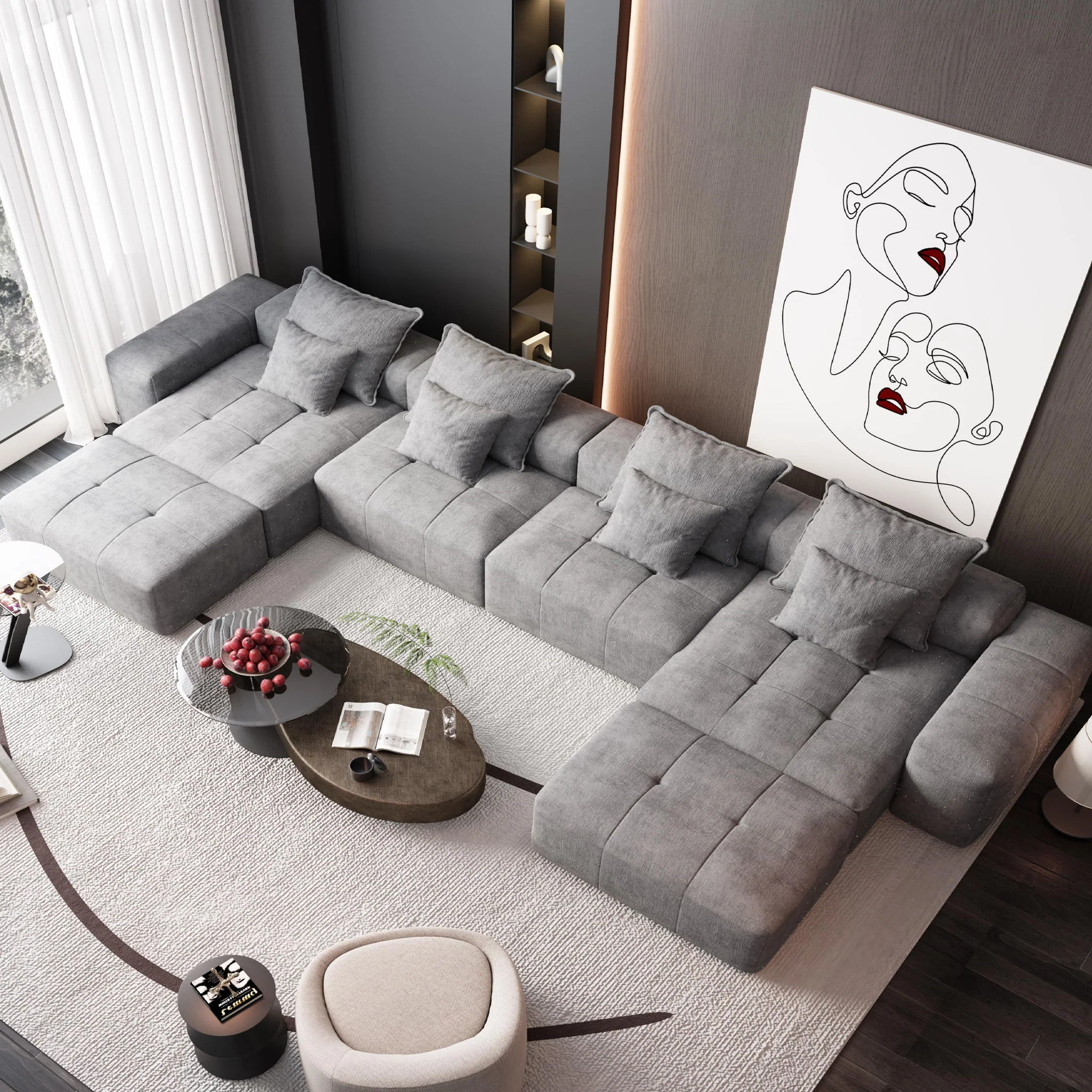 Modern Oversized Diy Combination Modular Sectional Sofa With Pillows - Image 38