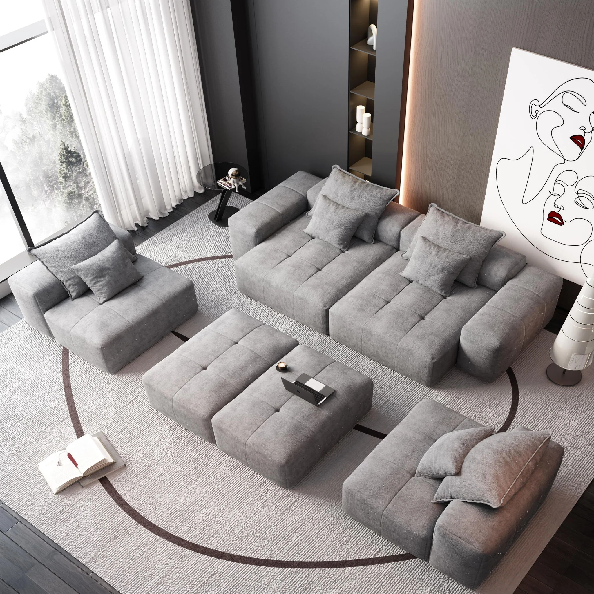 Modern Oversized Diy Combination Modular Sectional Sofa With Pillows - Image 61