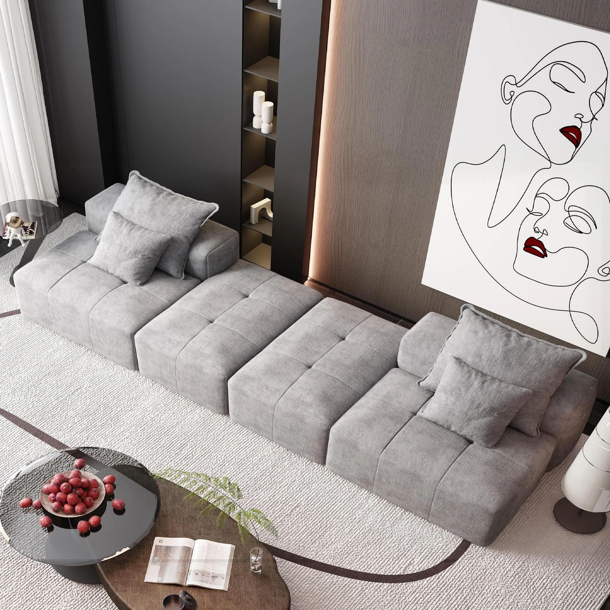 Modern Oversized Diy Combination Modular Sectional Sofa With Pillows - Image 63