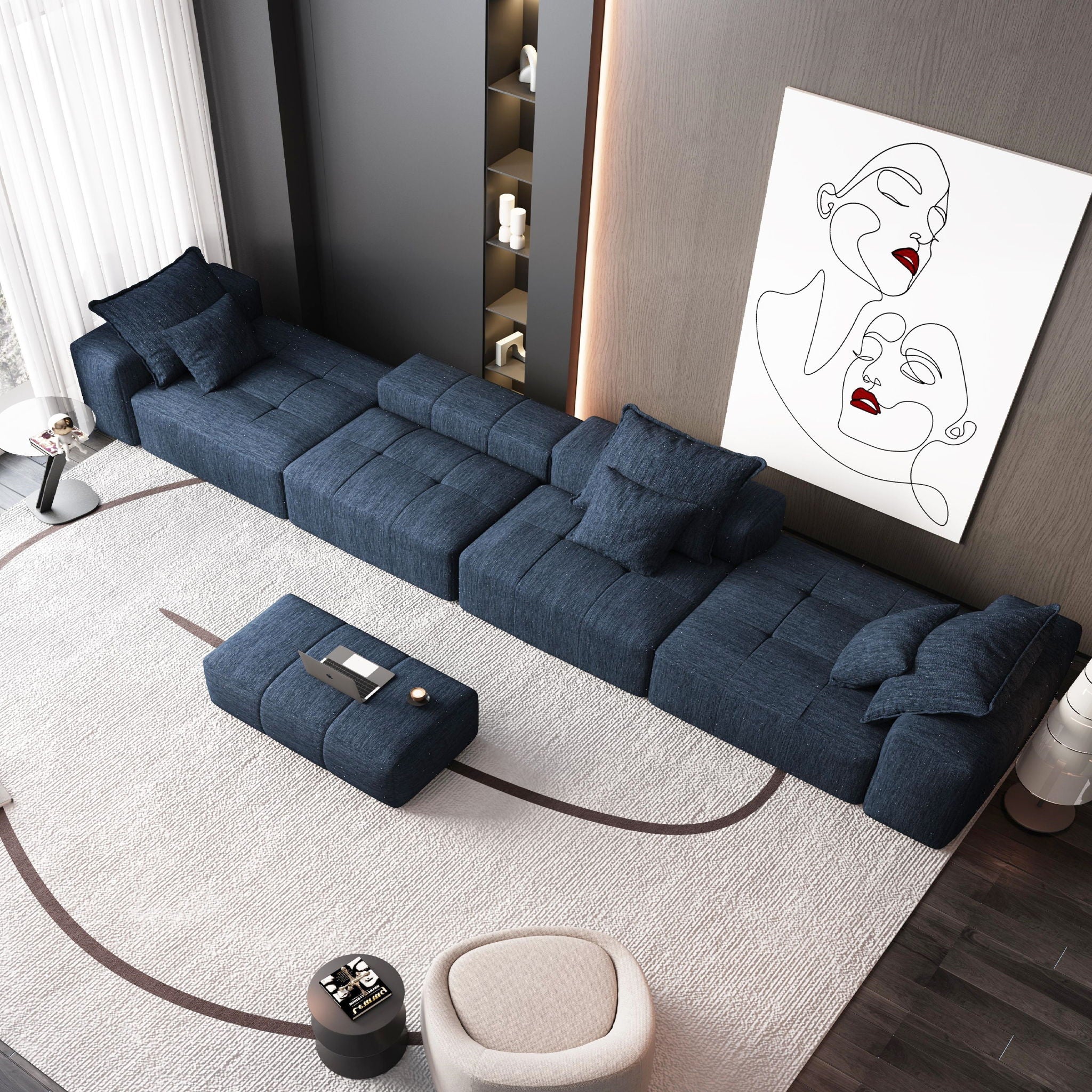Modern Oversized Diy Combination Modular Sectional Sofa With Pillows - Image 80