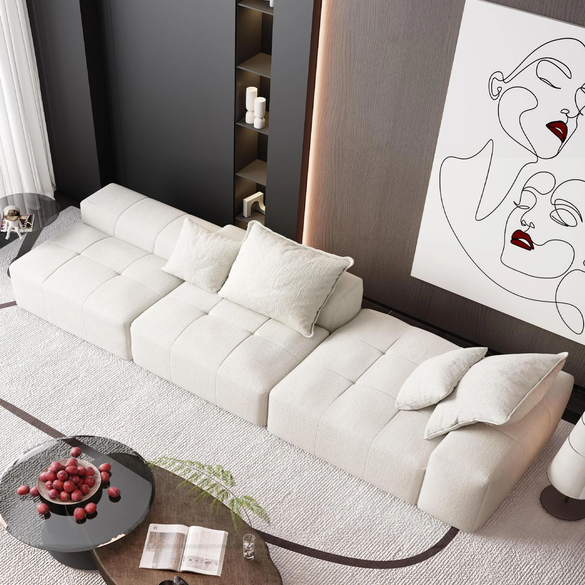 Modern Oversized Diy Combination Modular Sectional Sofa With Pillows - Image 97
