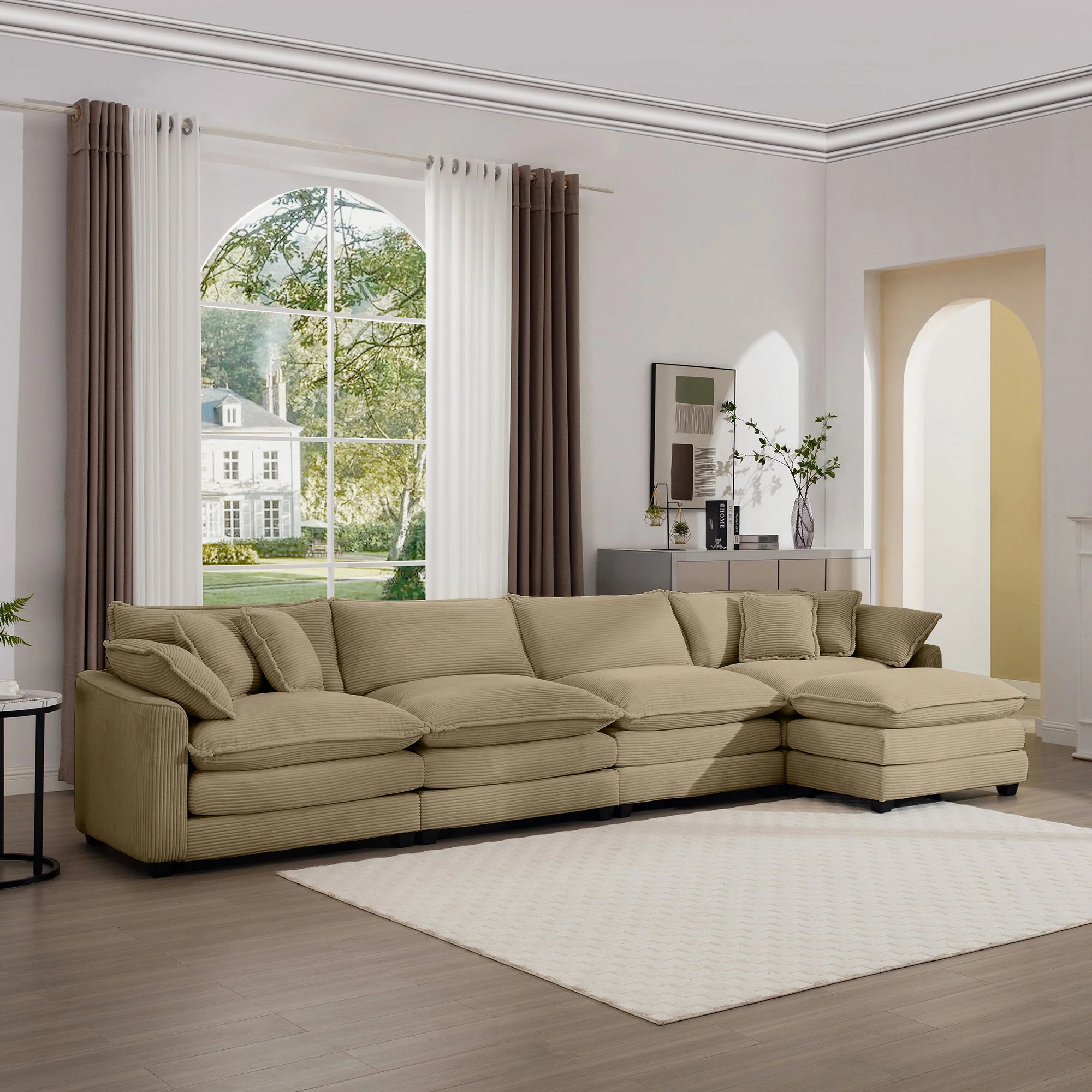 Modern Oversized Modular Cushion Sofa With Ottoman, Low Back, Deep Seating Sofa Set - Image 140