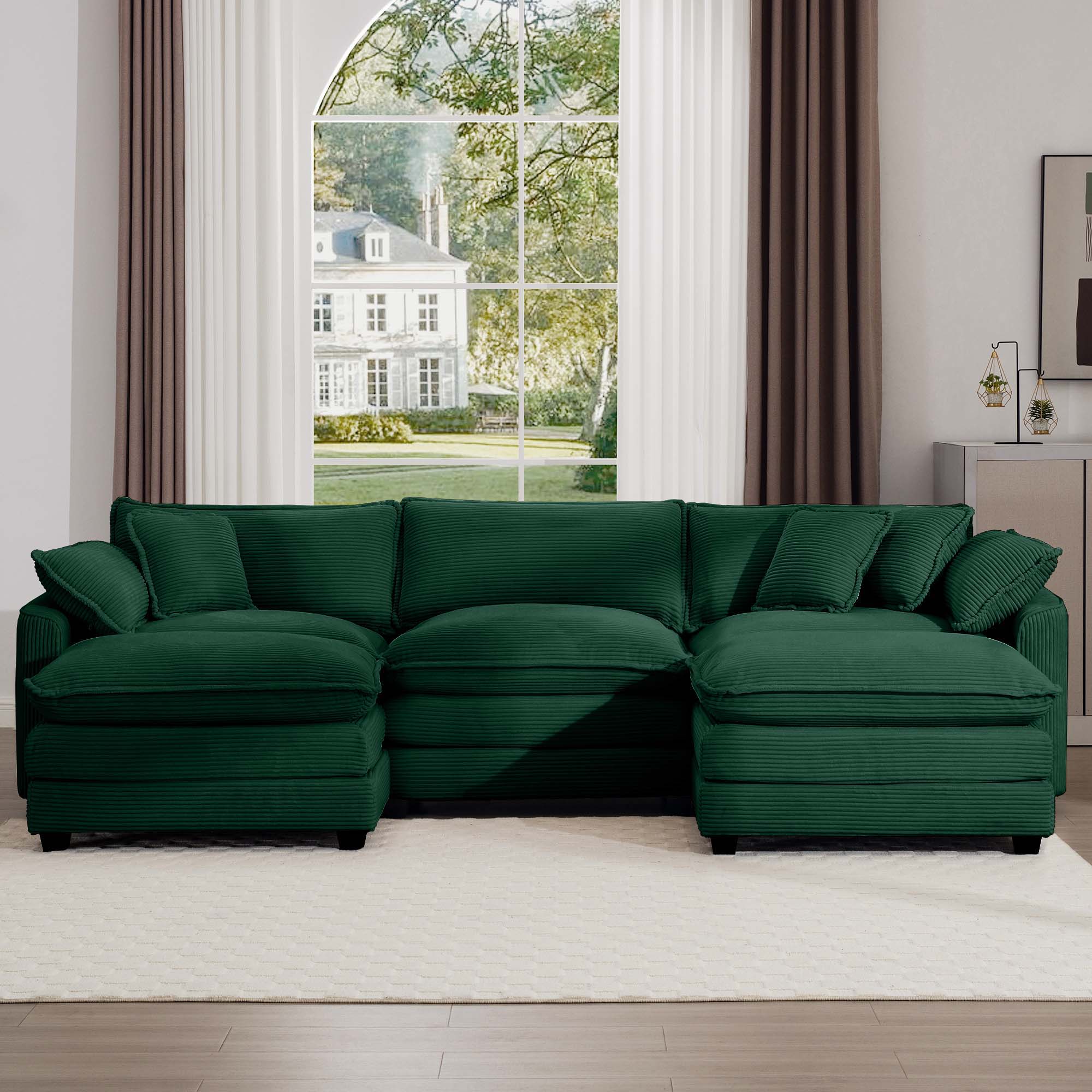 Modern Oversized Modular Cushion Sofa With Ottoman, Low Back, Deep Seating Sofa Set - Image 145