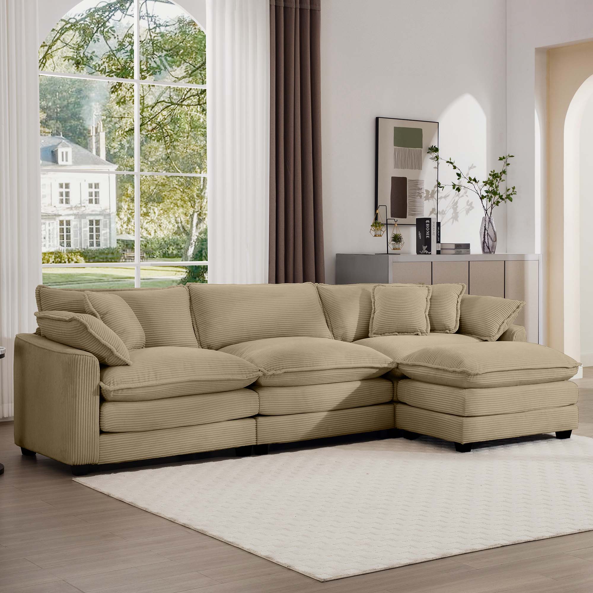 Modern Oversized Modular Cushion Sofa With Ottoman, Low Back, Deep Seating Sofa Set - Image 63
