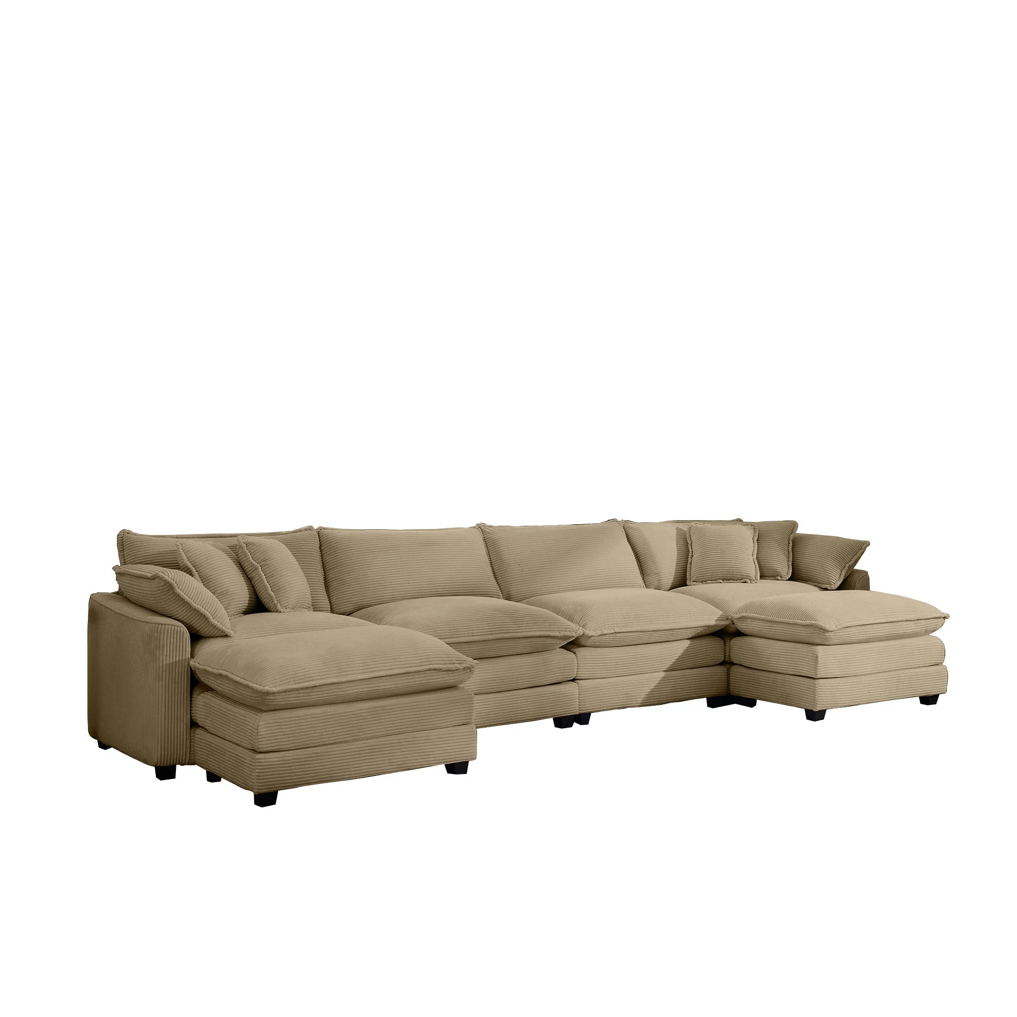 Modern Oversized Modular Cushion Sofa With Ottoman, Low Back, Deep Seating Sofa Set - Image 66