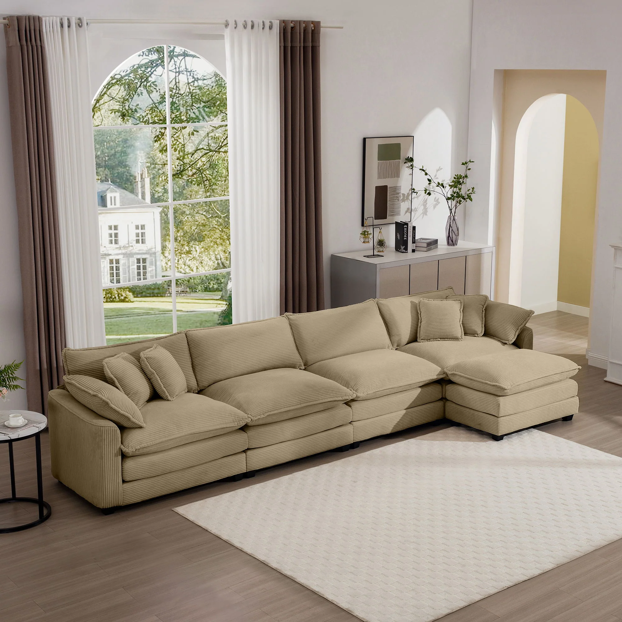 Modern Oversized Modular Cushion Sofa With Ottoman, Low Back, Deep Seating Sofa Set - Image 70